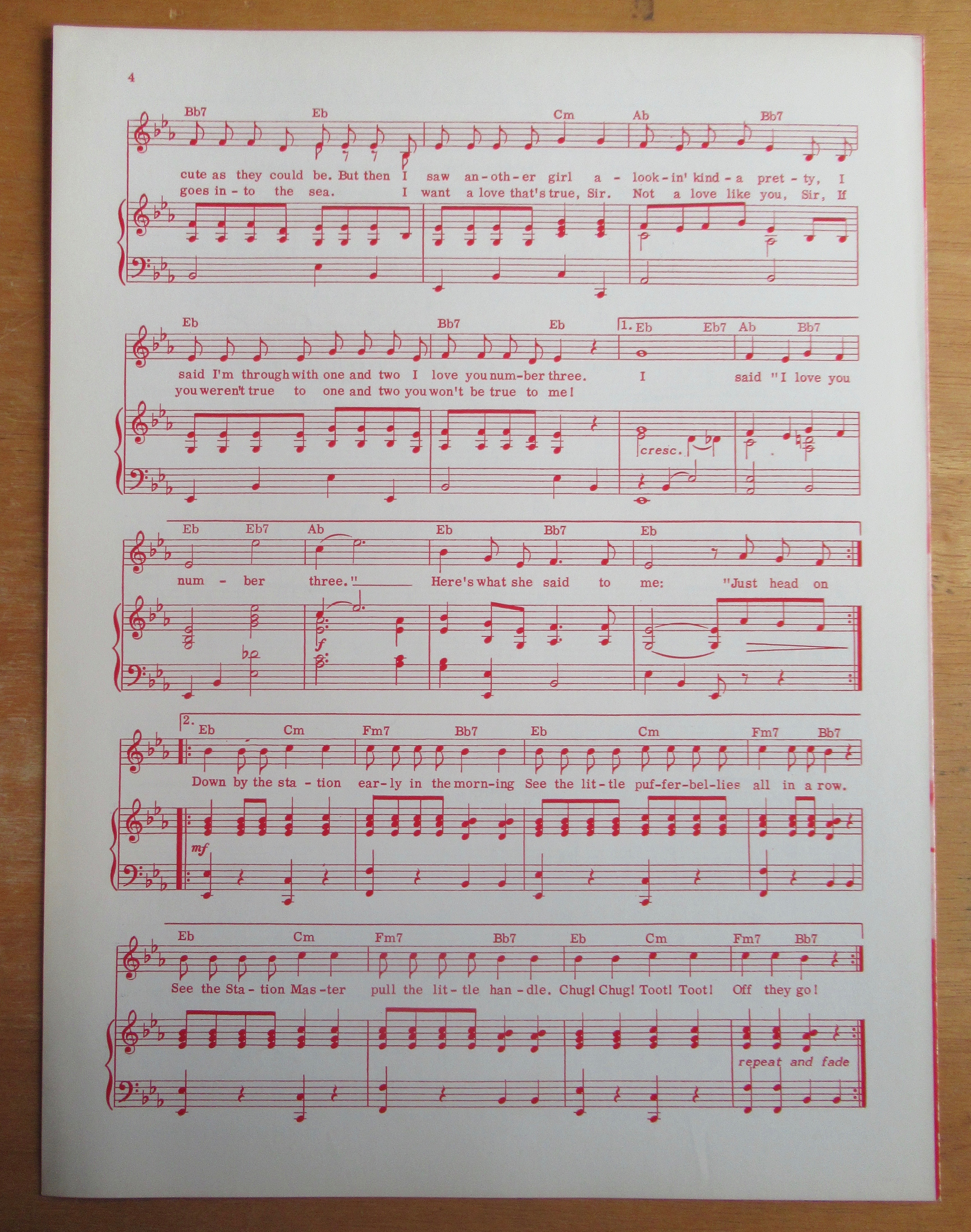 Sheet Music For 1959 Down By The Station