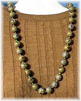 30 Inch Pink Gold Emerald Sapphire Cloisinee Necklace