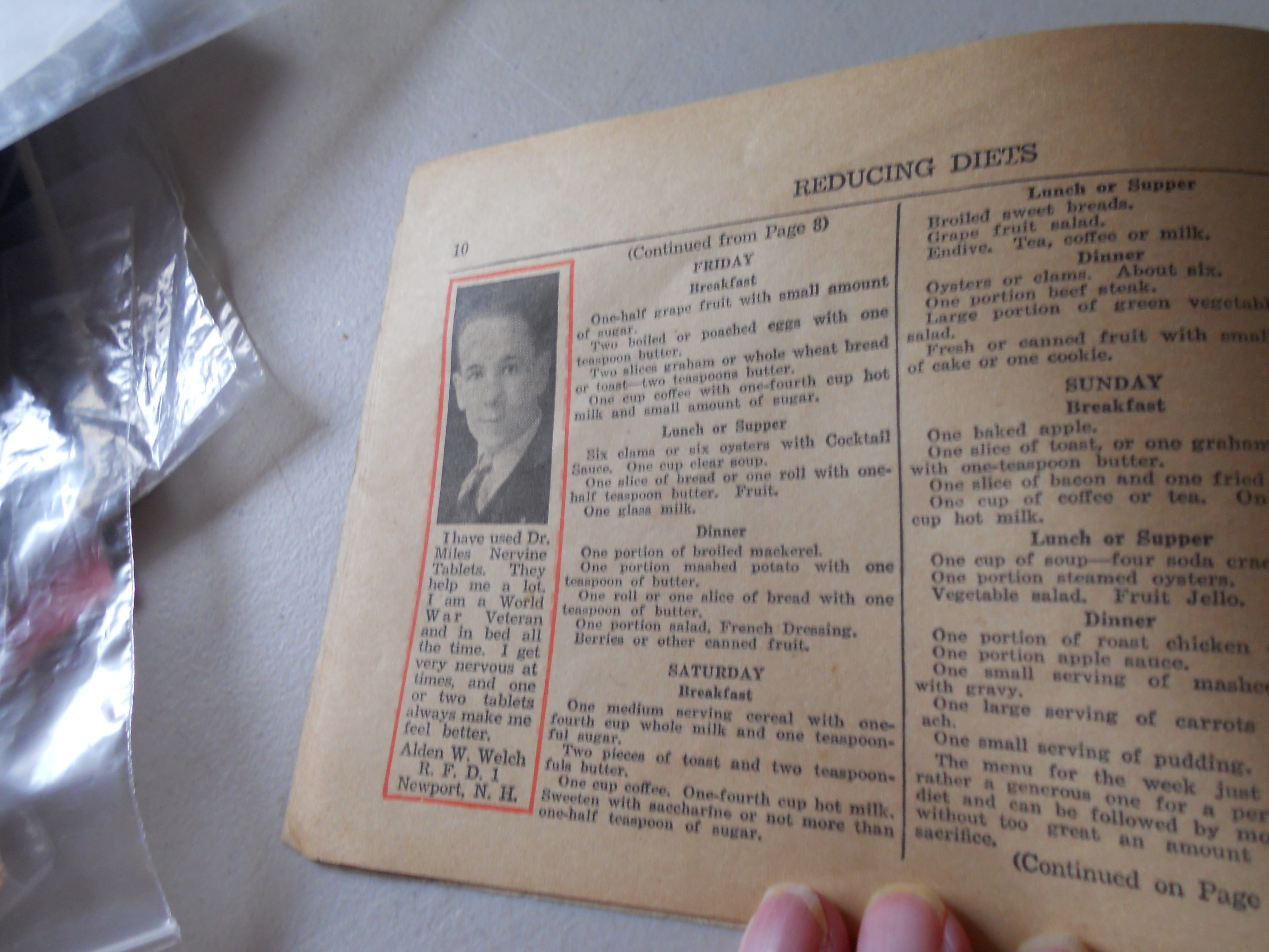 Reducing Diet Booklet, Dr. Miles Nervine