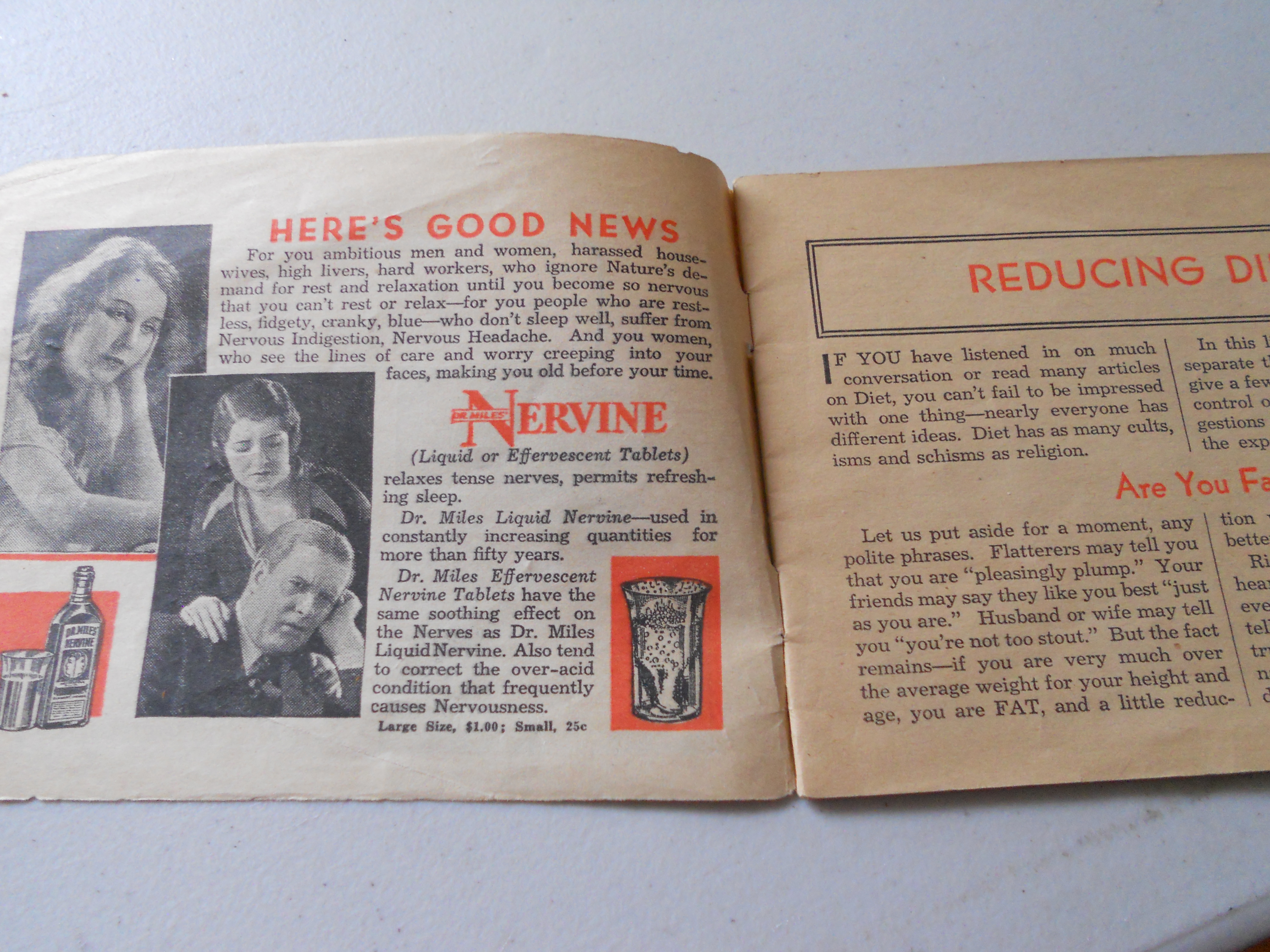 Reducing Diet Booklet, Dr. Miles Nervine