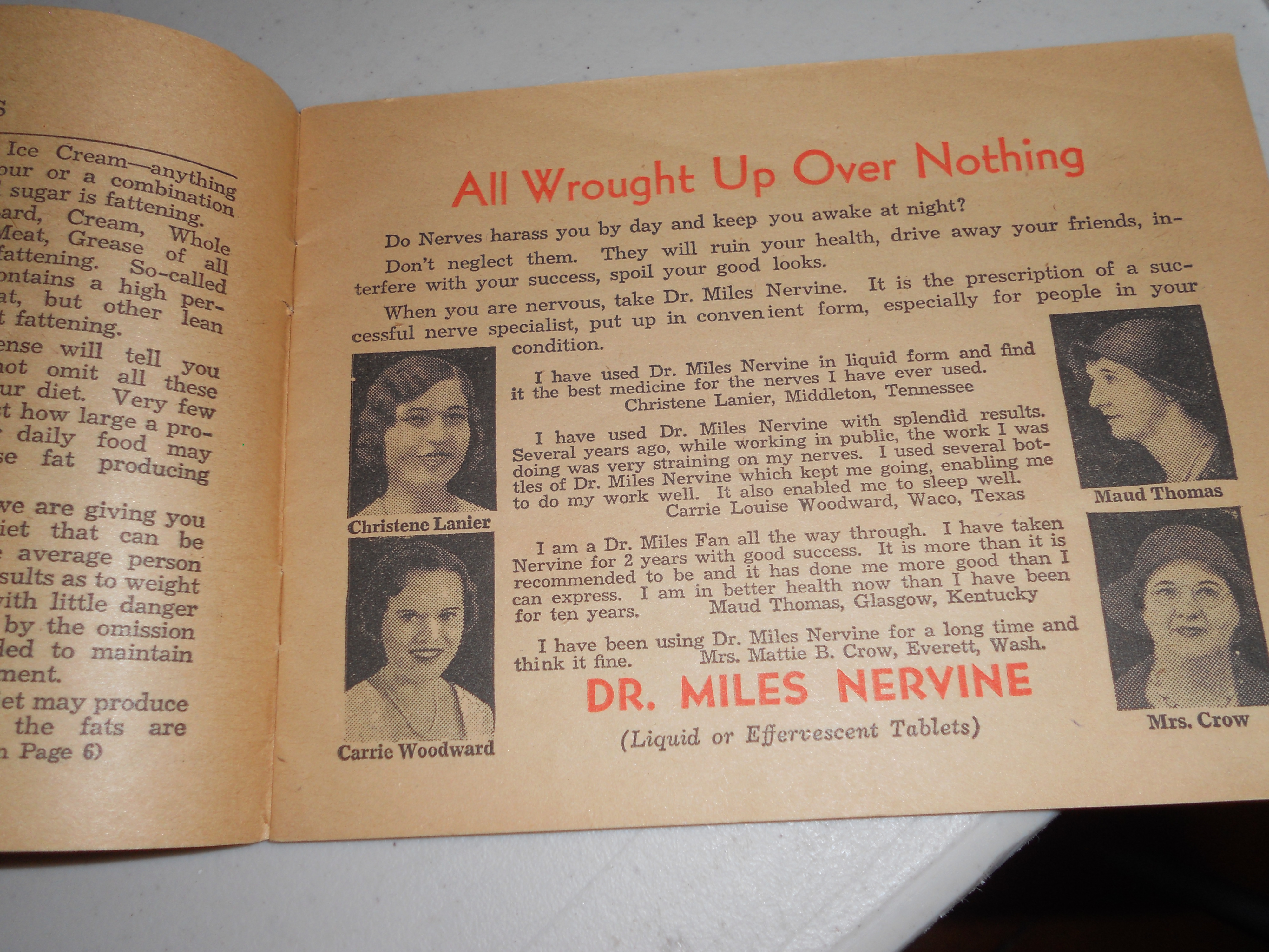 Reducing Diet Booklet, Dr. Miles Nervine