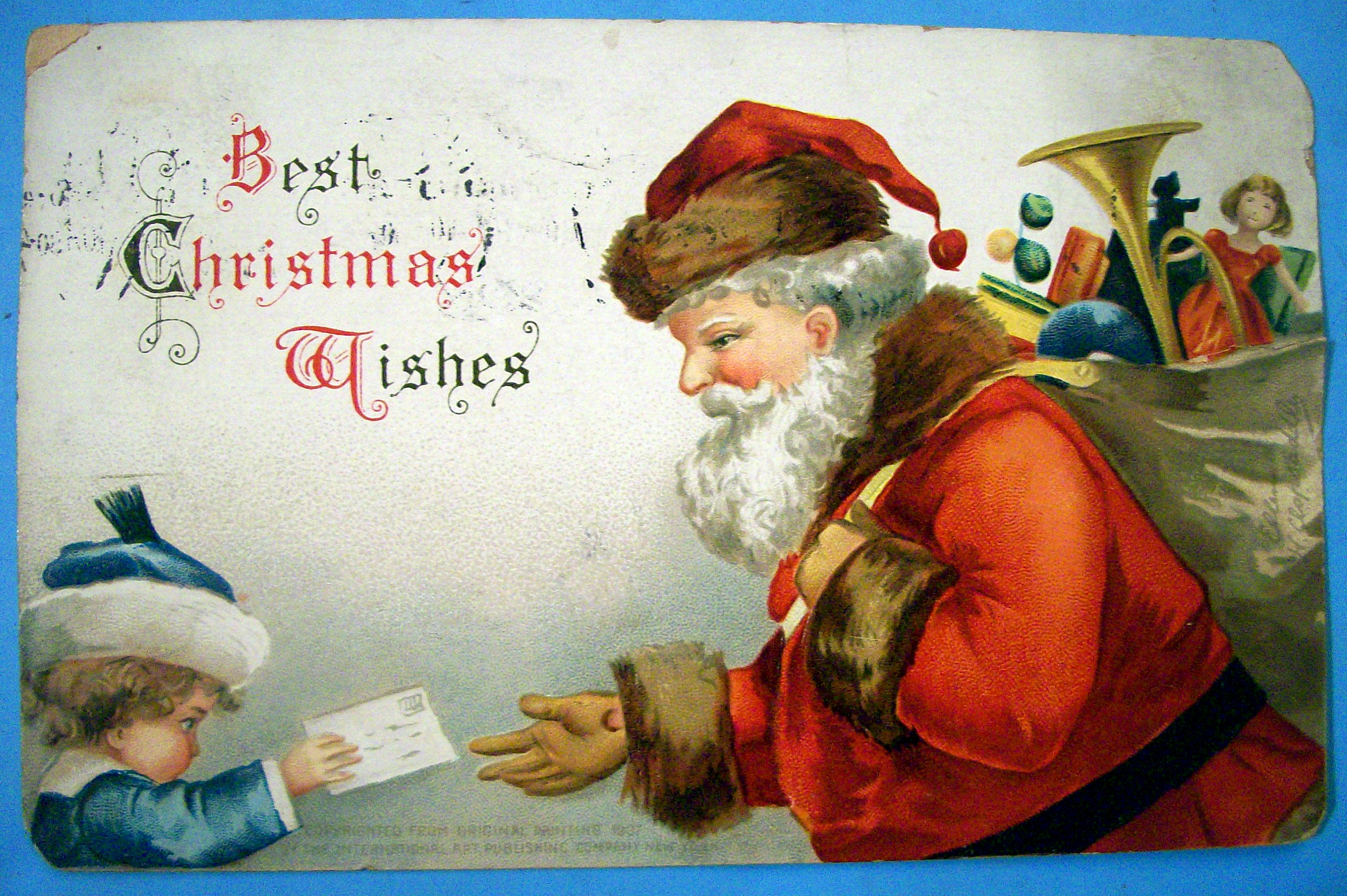 Best Christmas Wishes Postcard By Ellen H. Clapsaddle