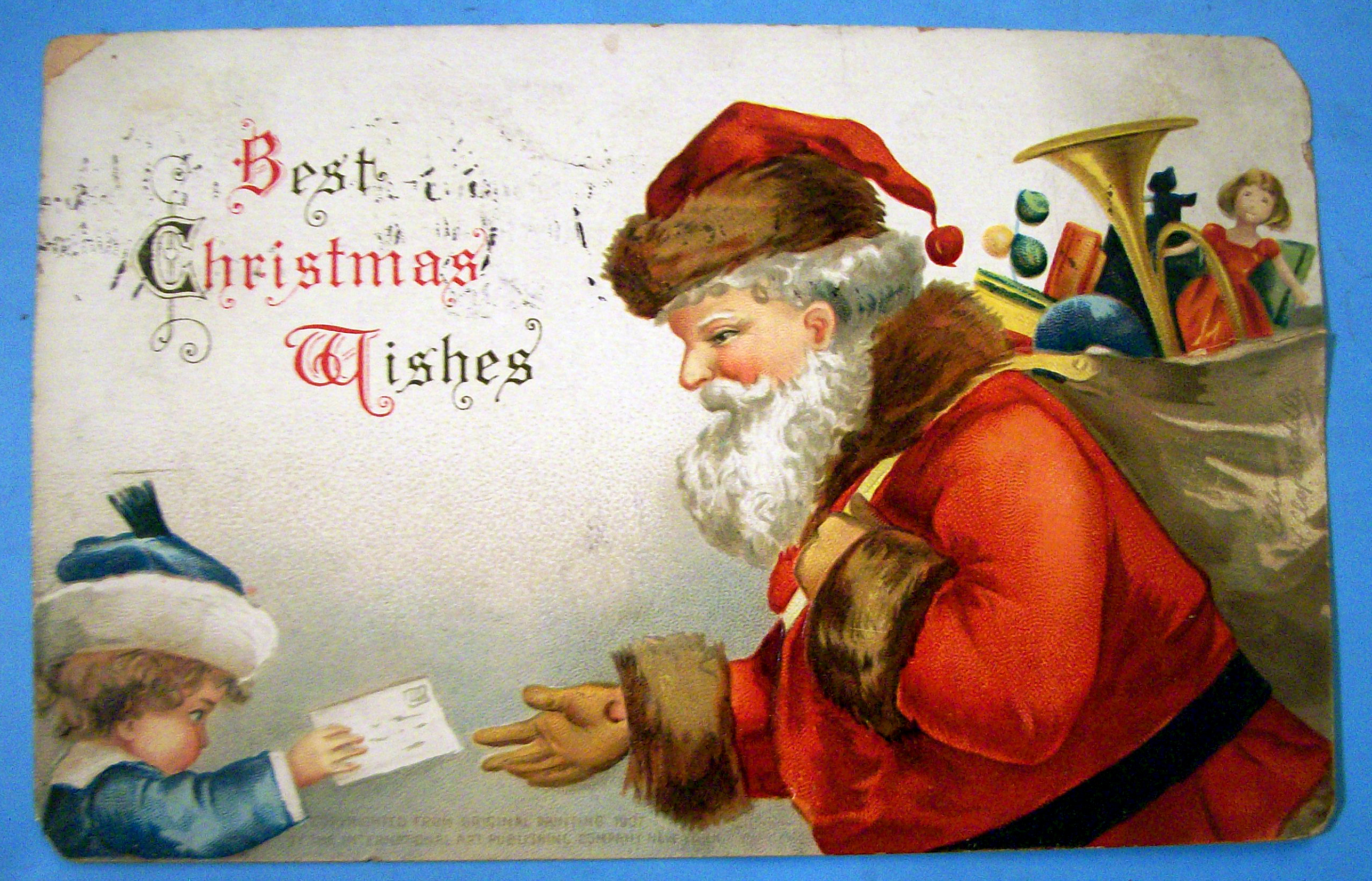 Best Christmas Wishes Postcard By Ellen H. Clapsaddle