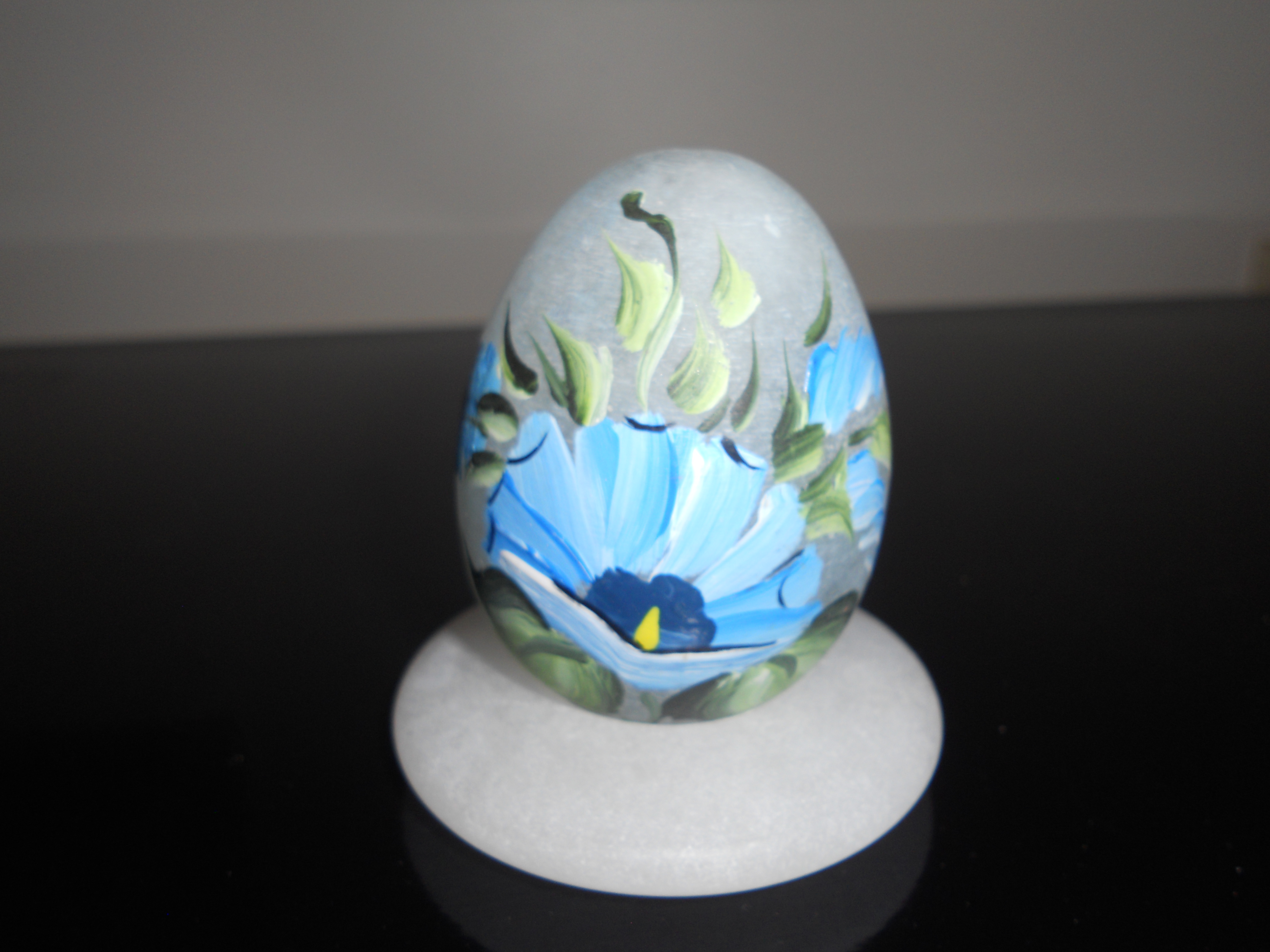 Floral Hand Painted Egg with Ring Stand Base