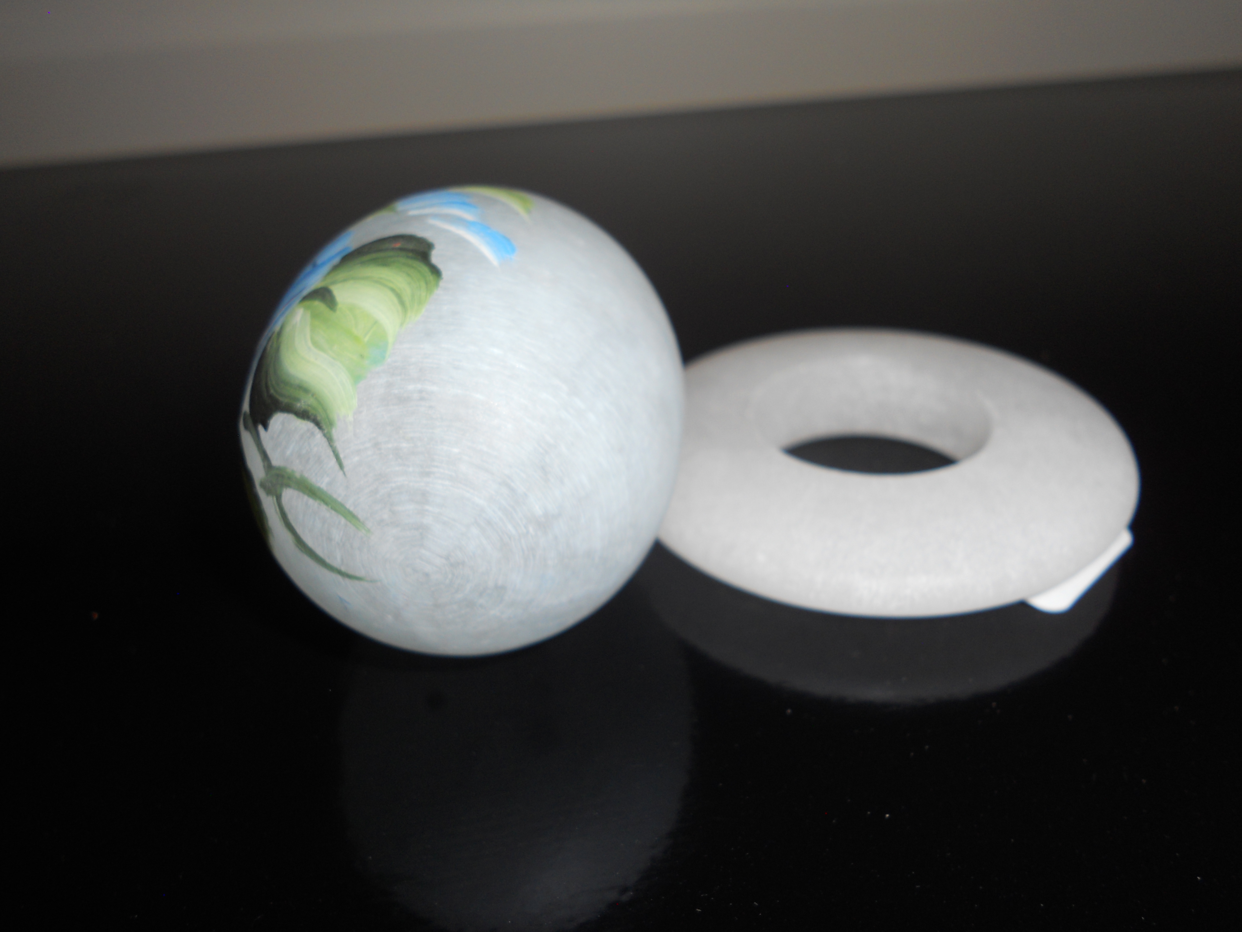 Floral Hand Painted Egg with Ring Stand Base