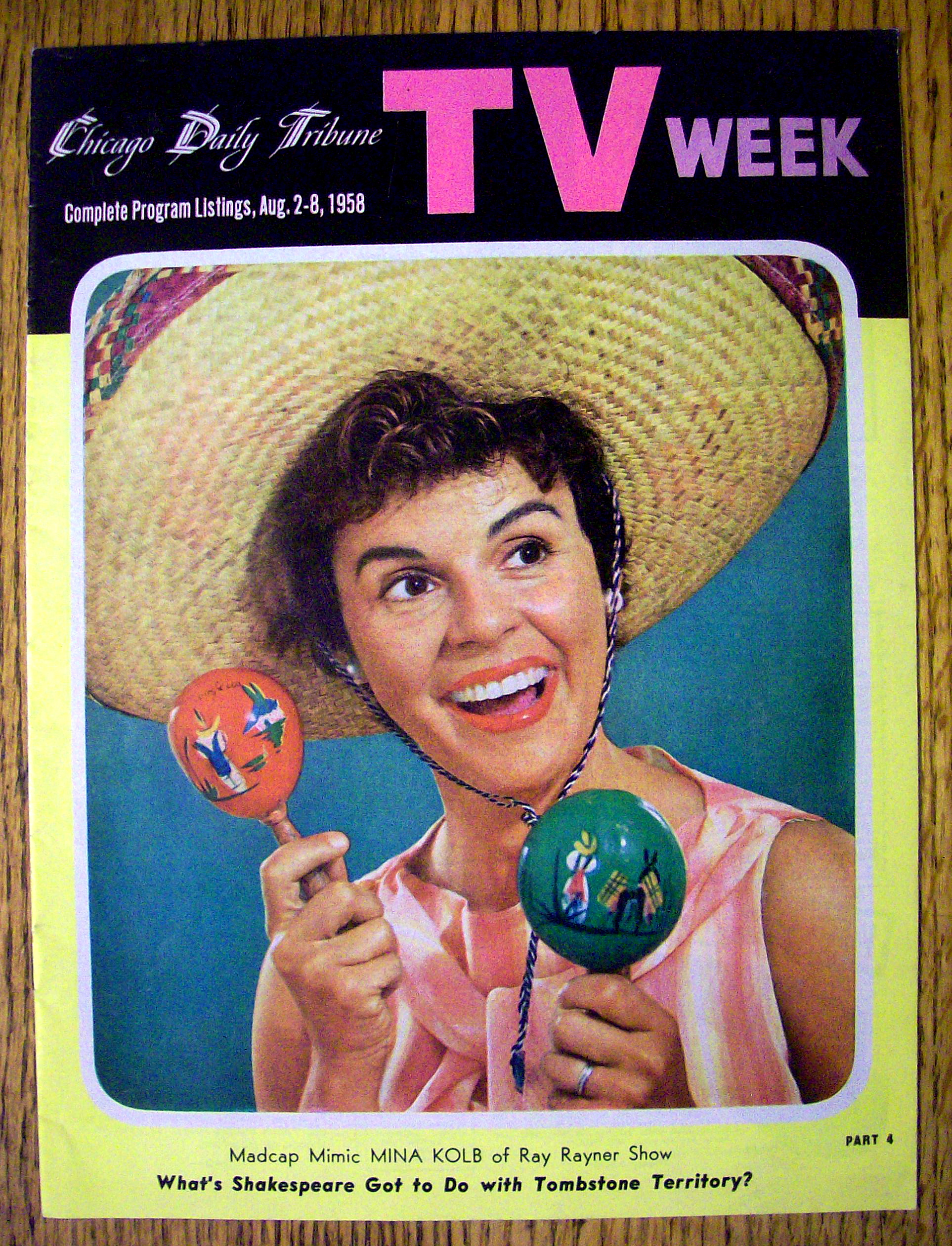 Chicago TV Week August 2-8, 1958 Mina Kolb