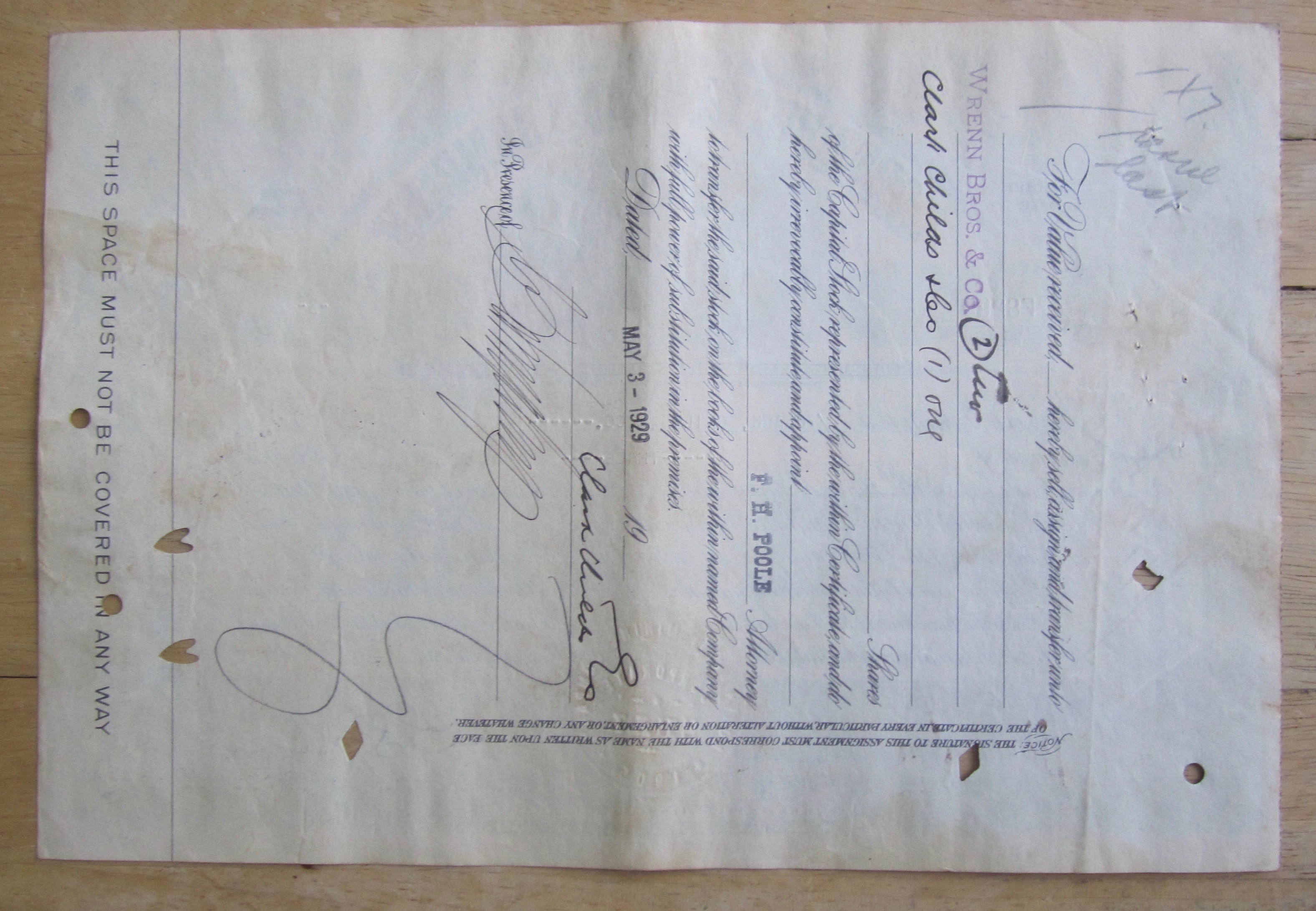 1929 North Butte Mining Company Stock Certificate
