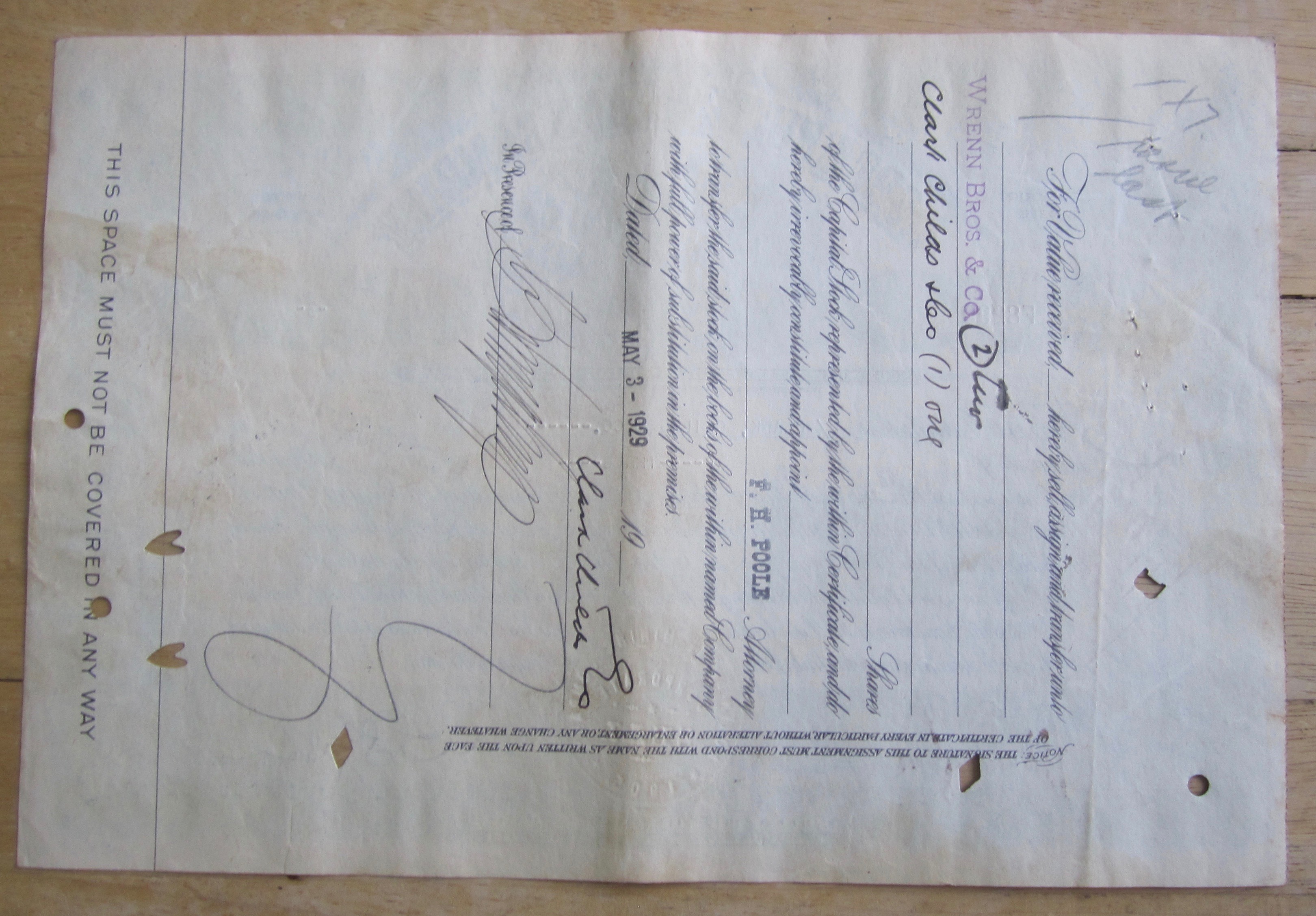 1929 North Butte Mining Company Stock Certificate