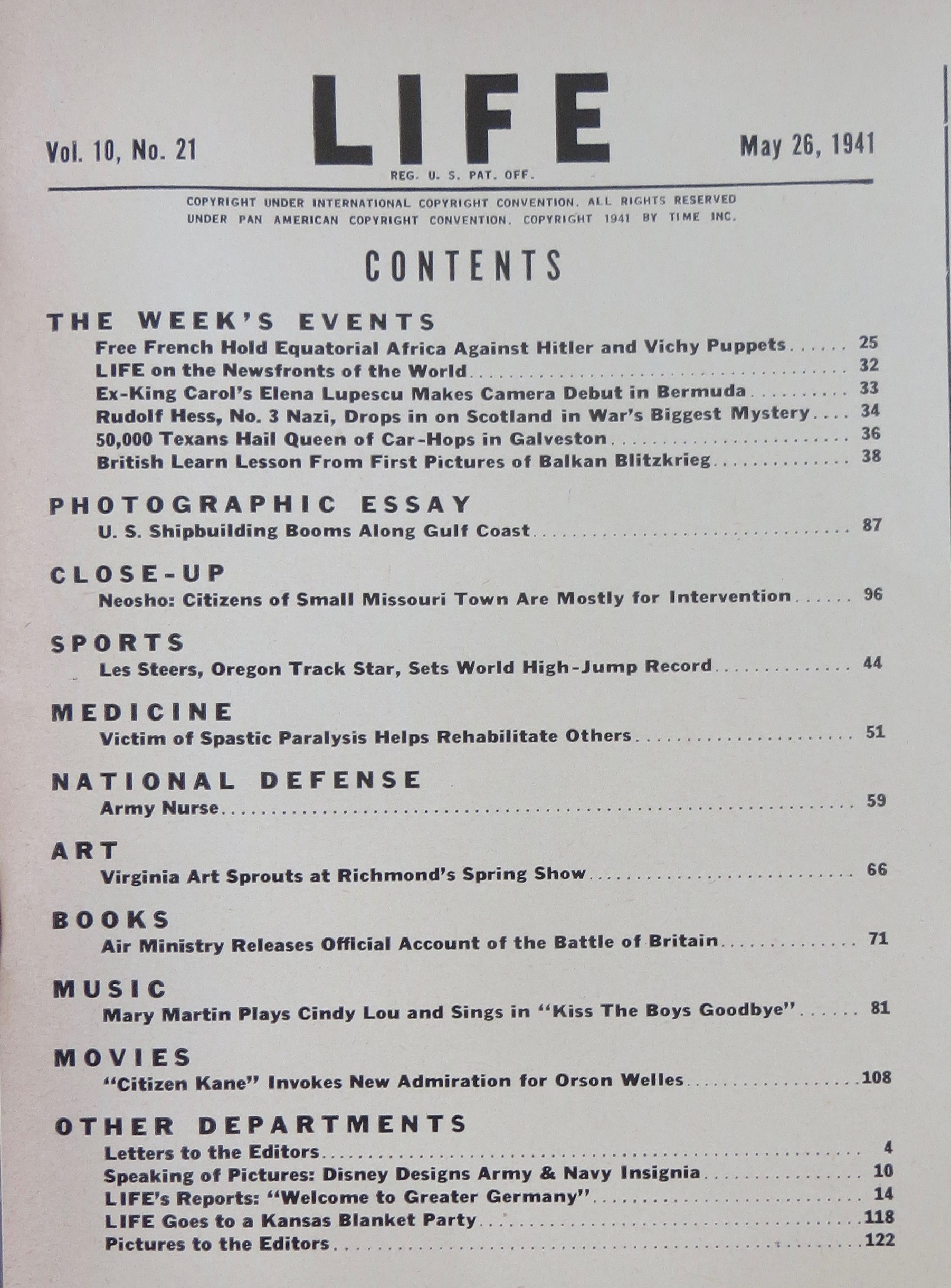 Life Magazine-May 26, 1941-Army Nurse