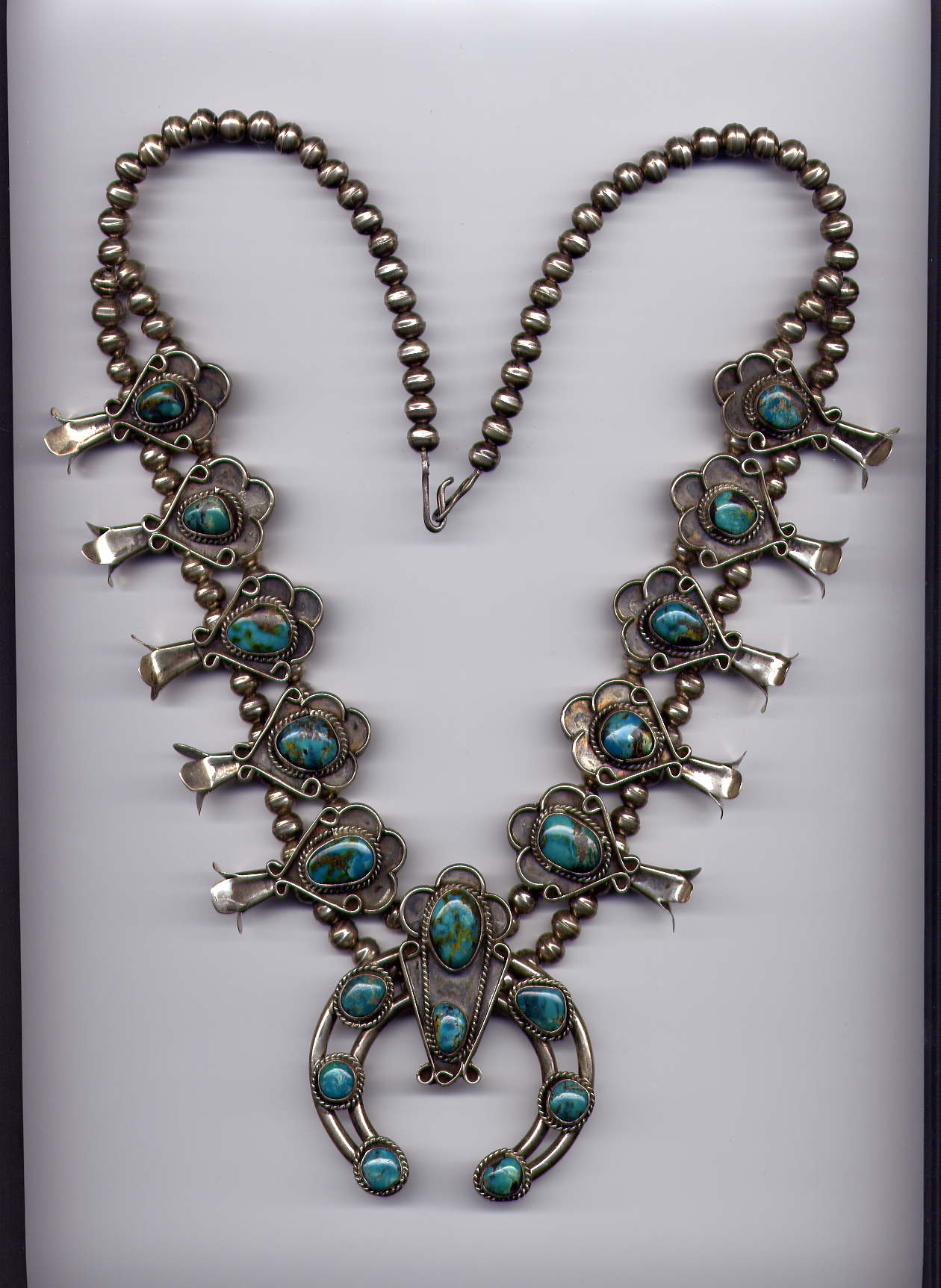 Squash Blossom Sterling Silver Turquoise Necklace