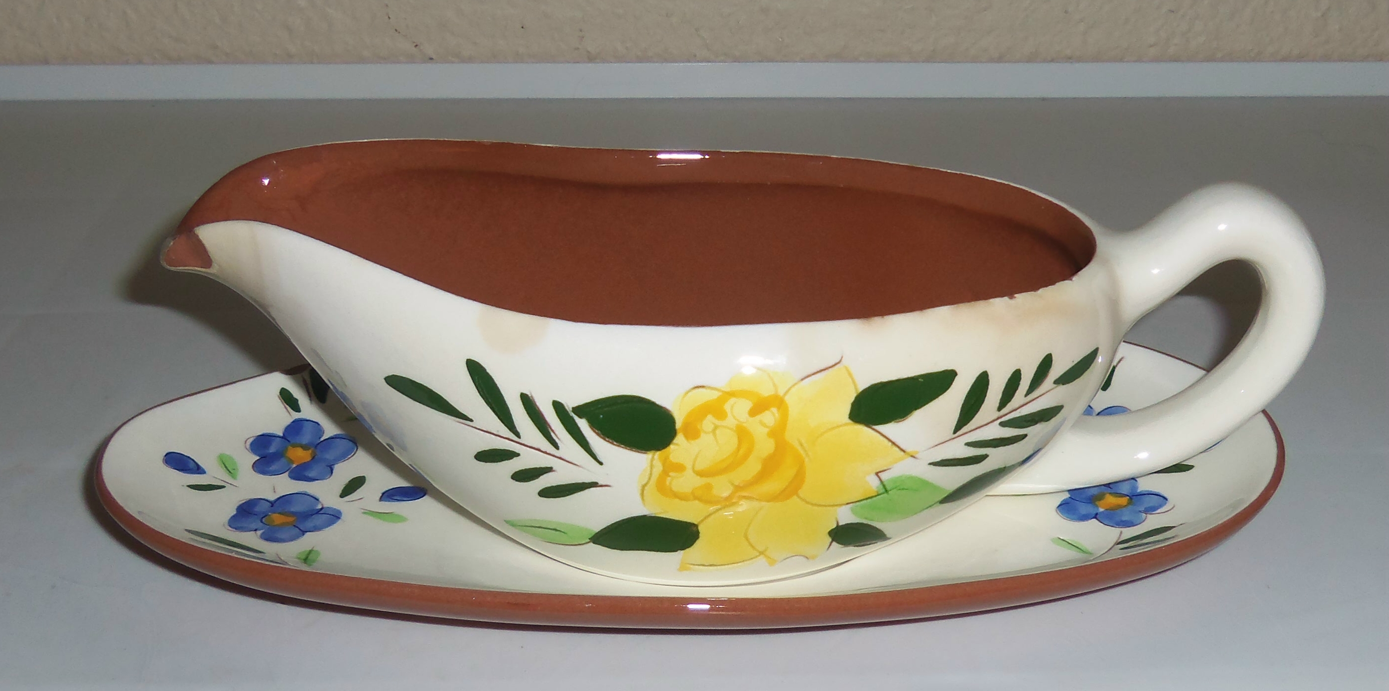 Stangl Pottery Country Garden Gravy Bowl W/Underplate!
