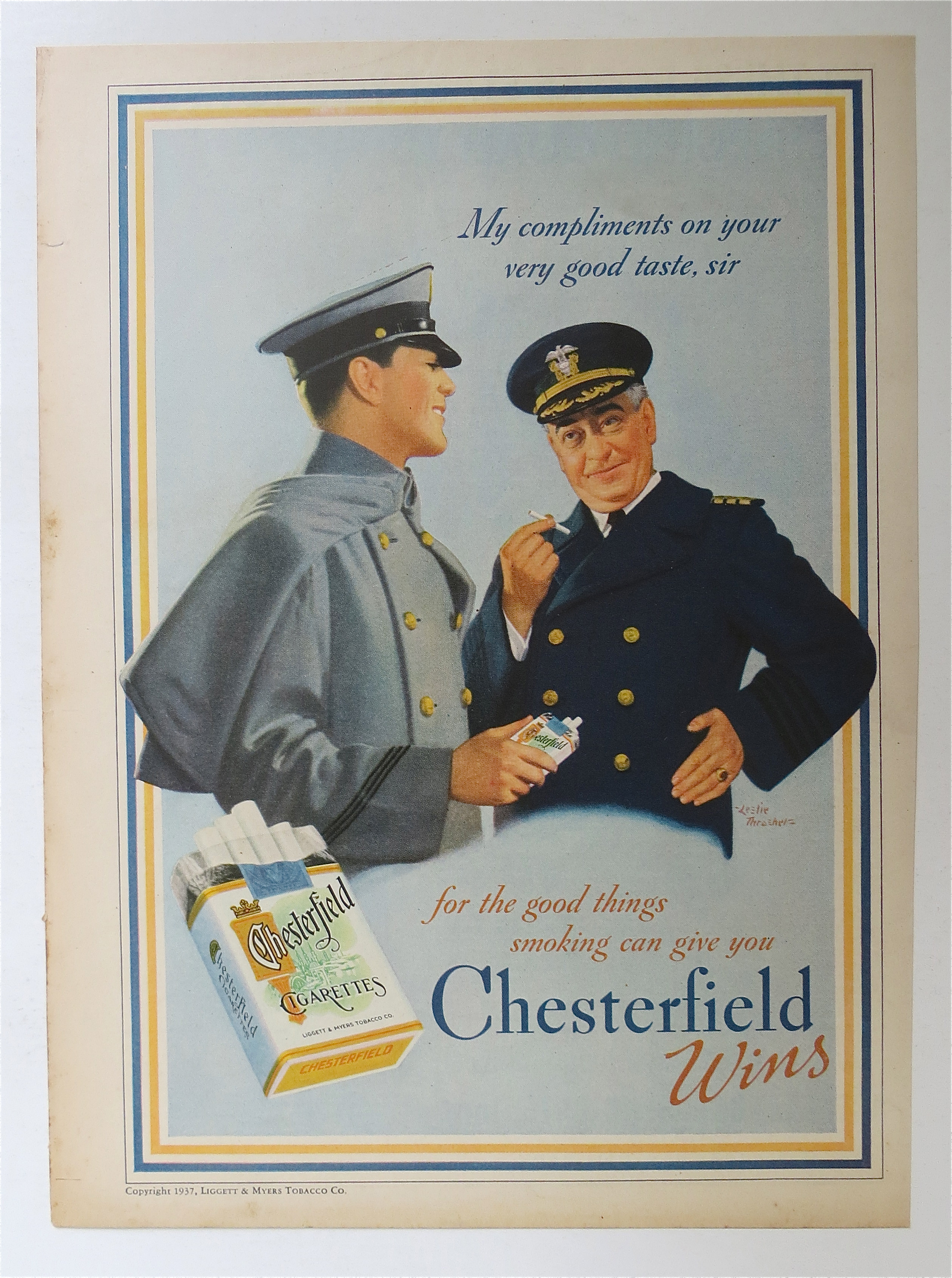 1937 Chesterfield Cigarettes with Two Soldiers