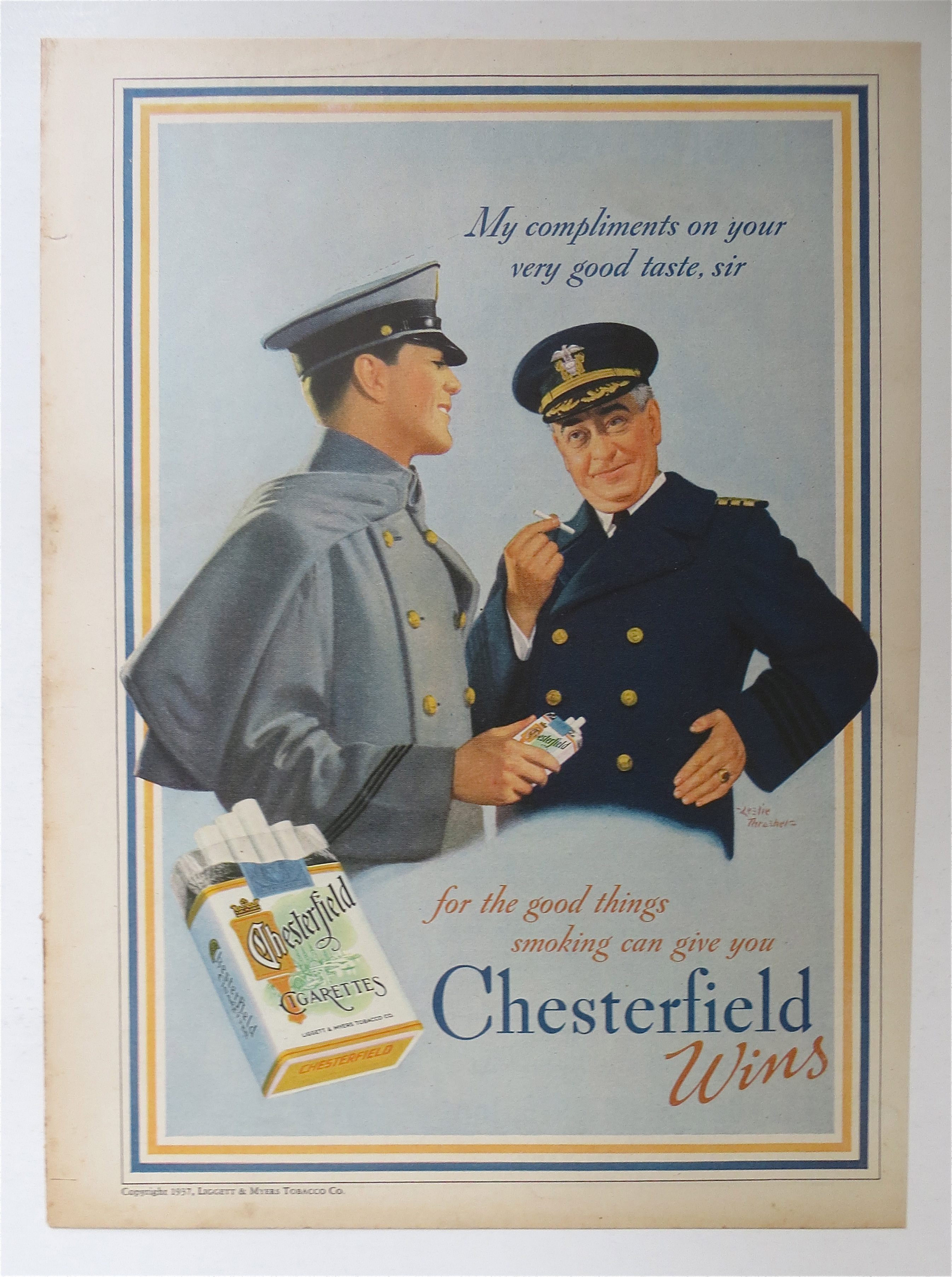 1937 Chesterfield Cigarettes with Two Soldiers