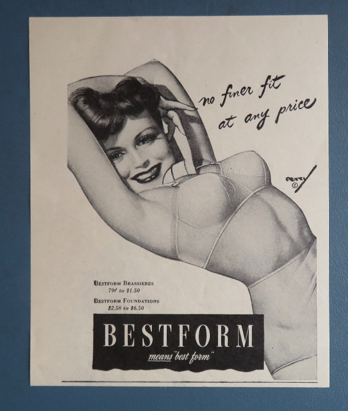1944 Bestform With Lovely Woman Talking On A Telephone In Her Bra By George Petty