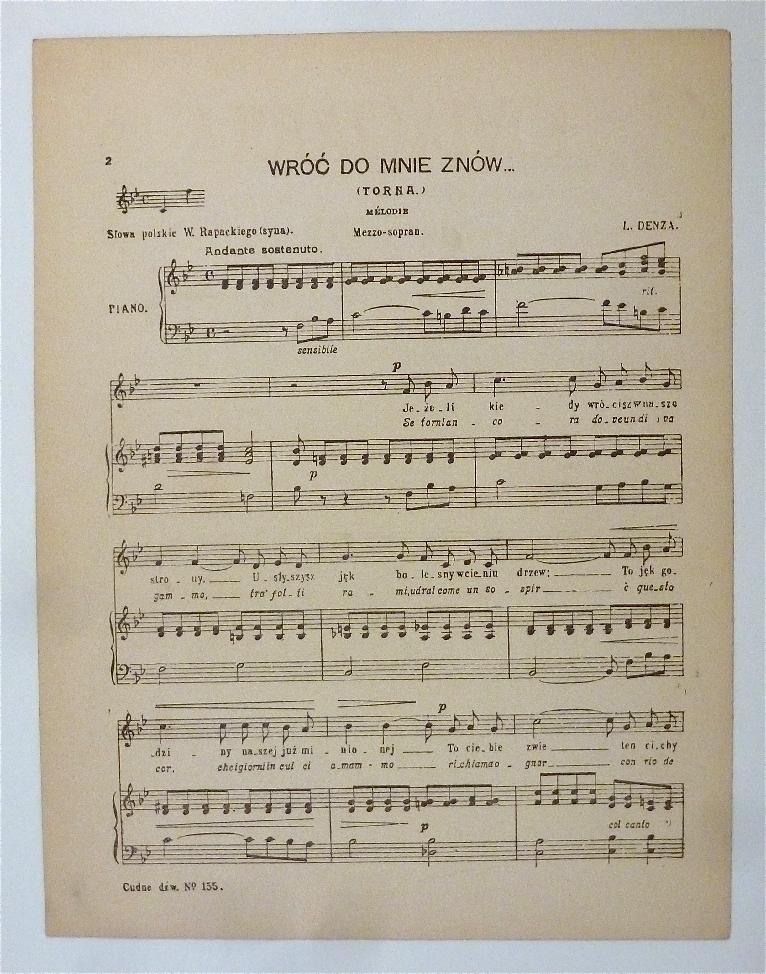 Sheet Music For 1912 Kwiaciarka