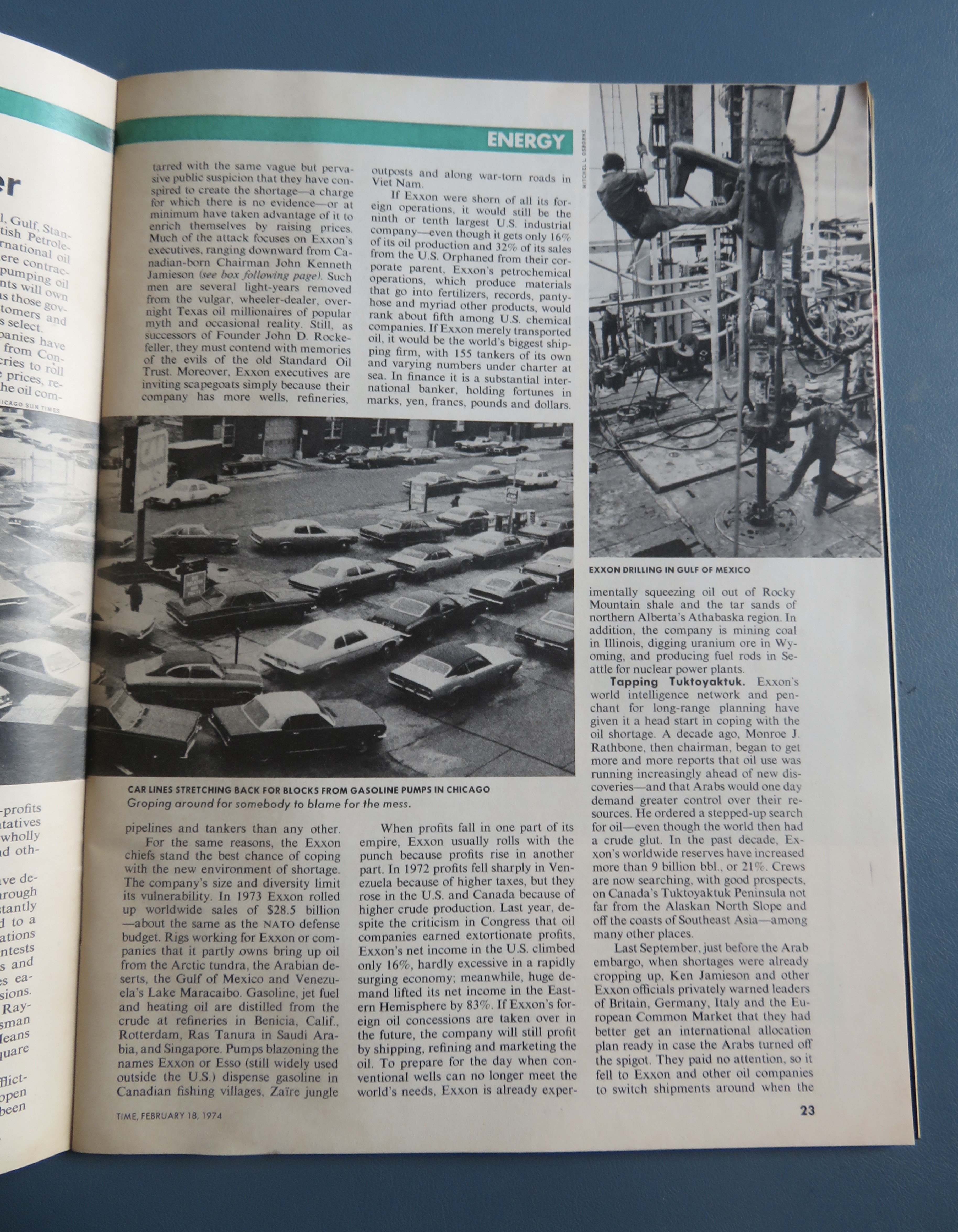 Time Magazine February 18, 1974 Exxon:Testing The Tiger