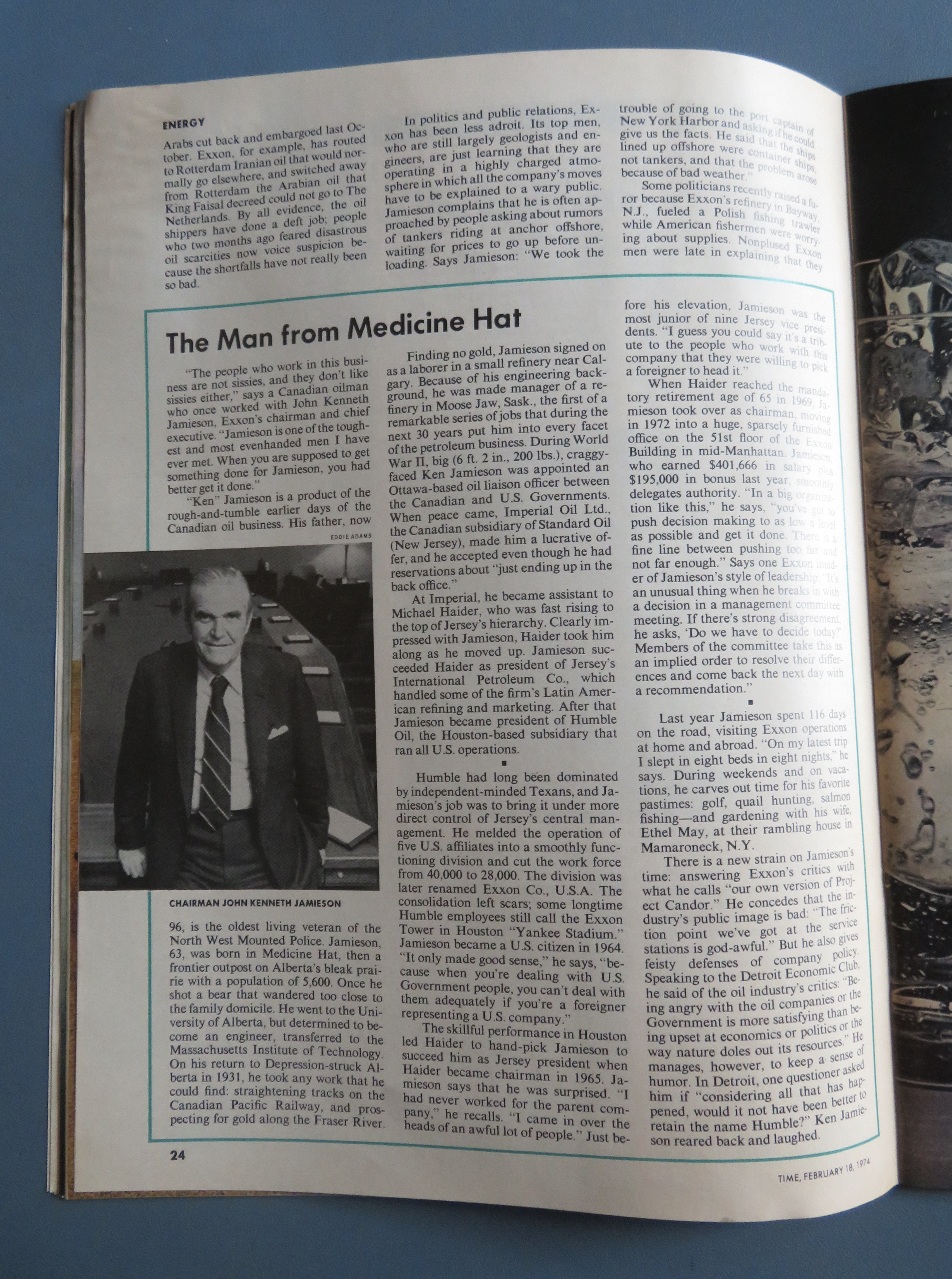 Time Magazine February 18, 1974 Exxon:Testing The Tiger