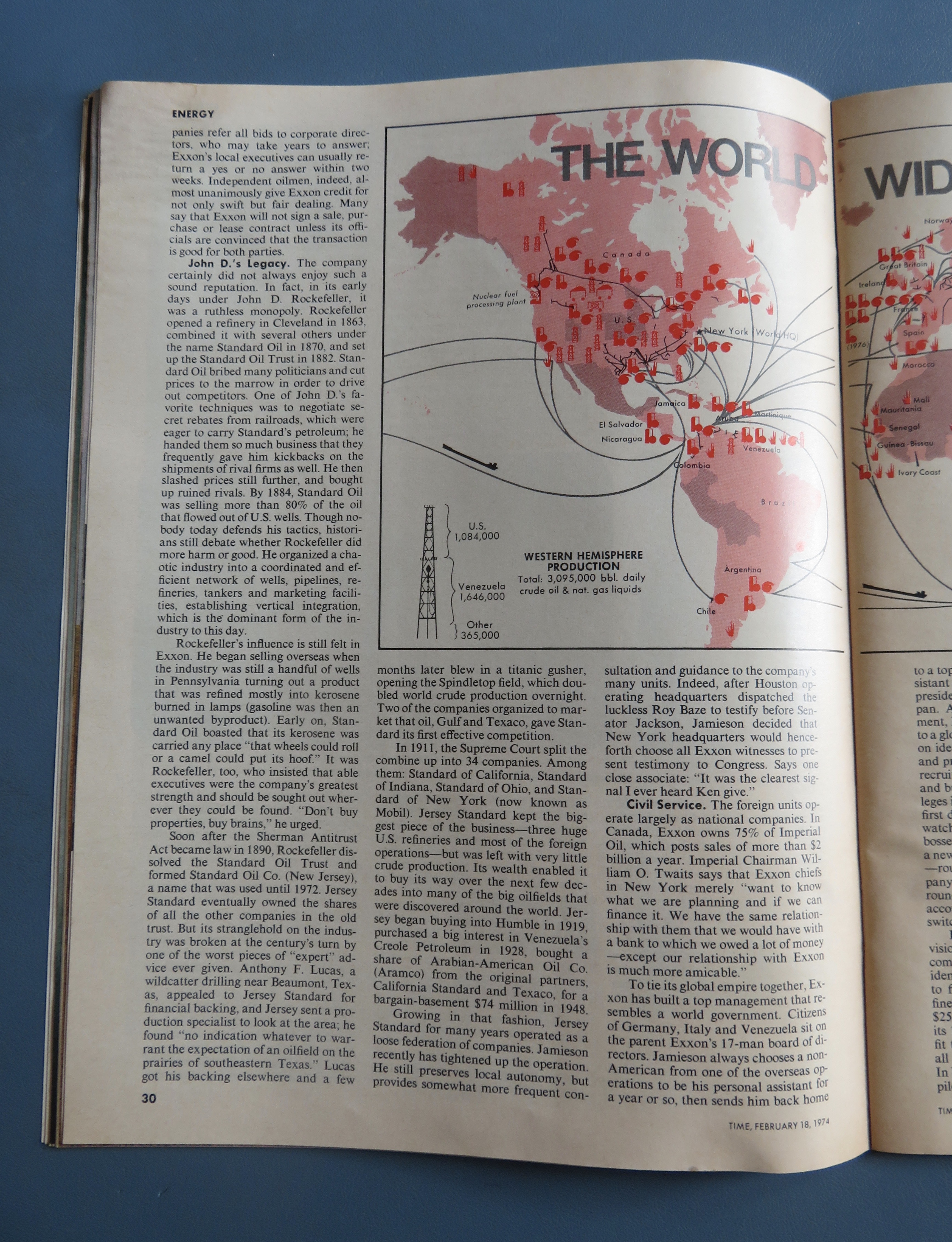 Time Magazine February 18, 1974 Exxon:Testing The Tiger