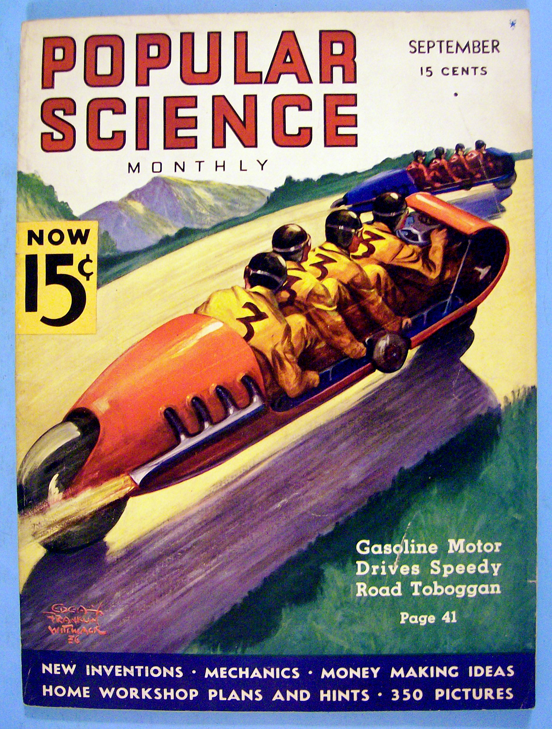 Popular Science Magazine September 1936 Road Toboggan