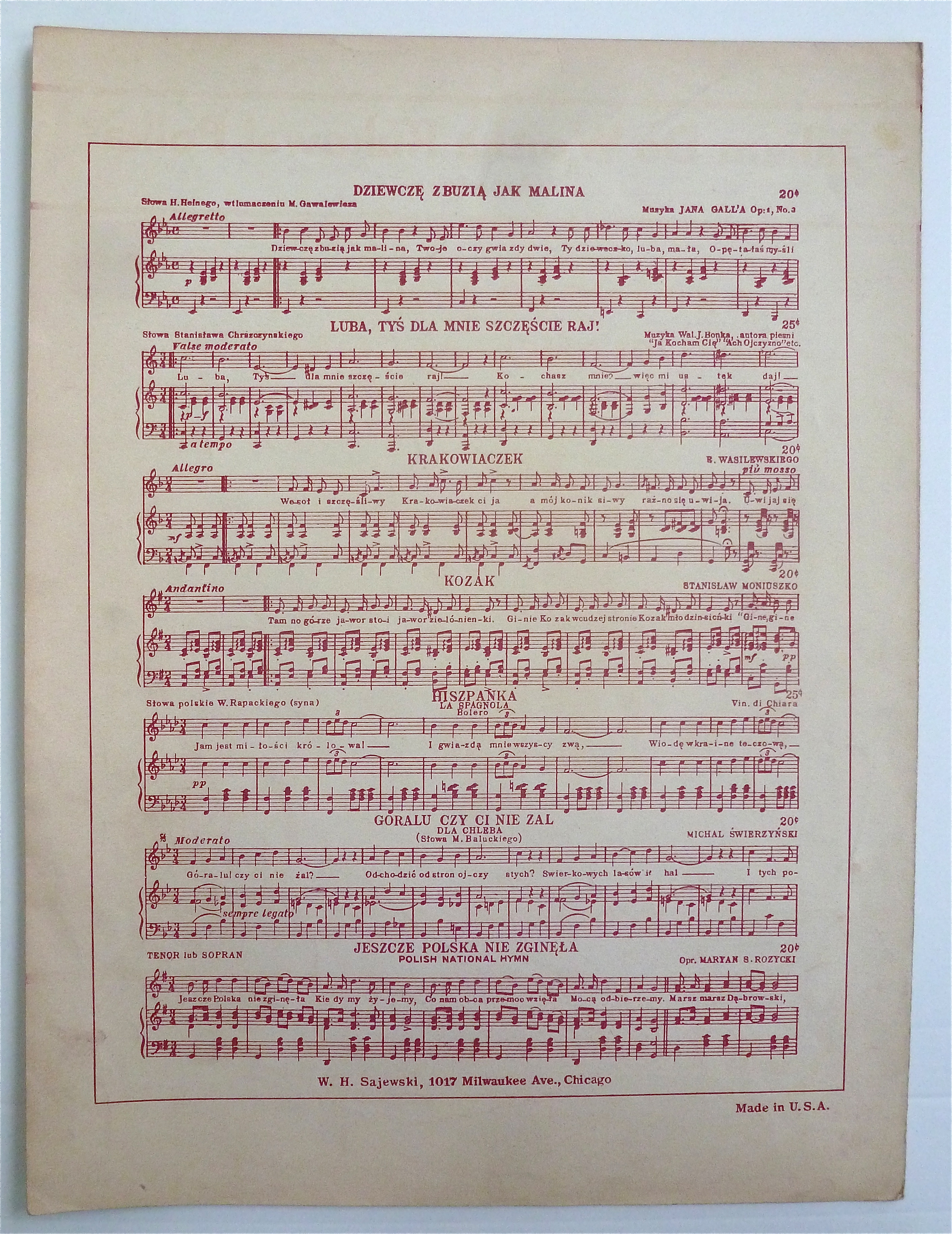 Sheet Music For 1941 Jakem Do Wojska Rukowal Polka