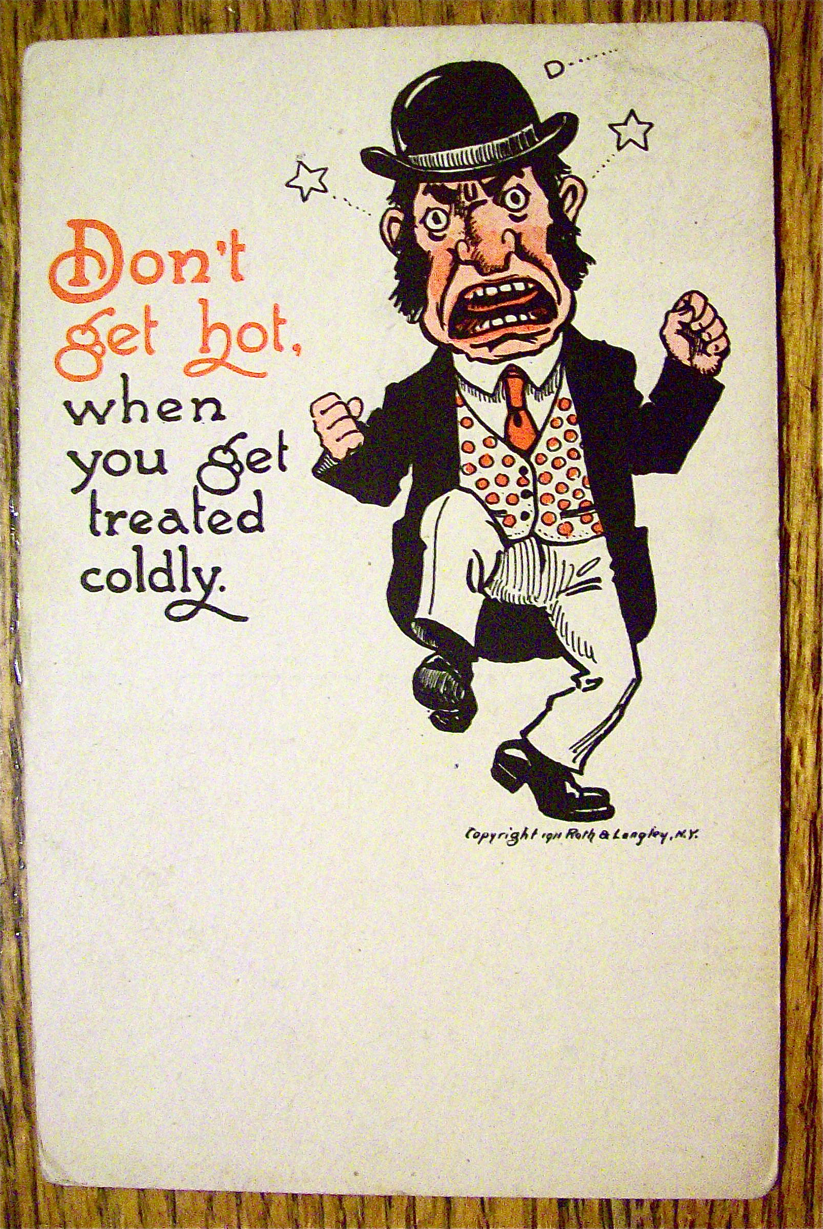 Man Angry For Being Treated Bad Postcard