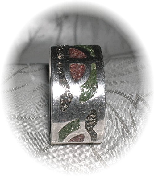 Signed Sterling Silver Coral & Turquoise Ring