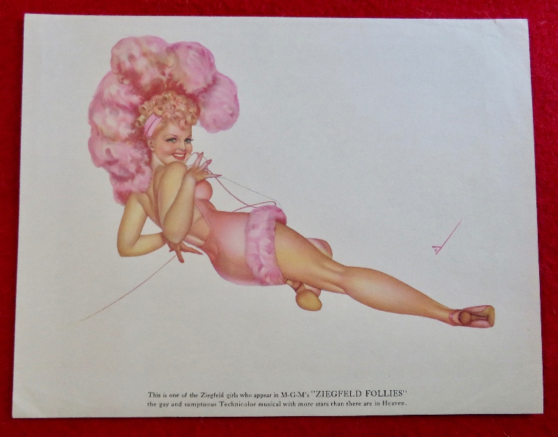 1940's Sexy George Petty Ziegfeld Follies Pin Up Girl Wearing A Flower Costume While On The Telephone