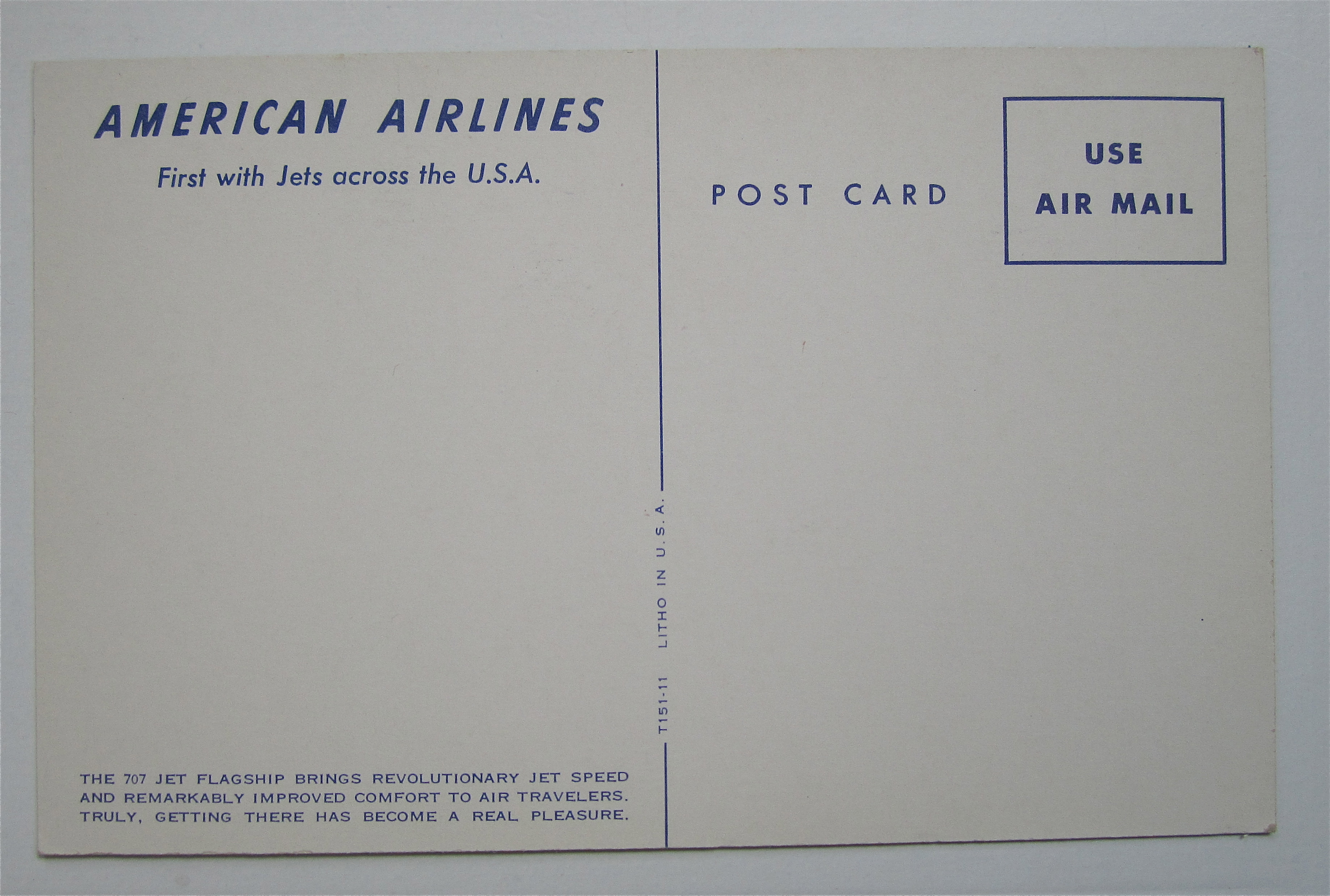 American Airlines 707 Jet Flagship Airplane Postcard