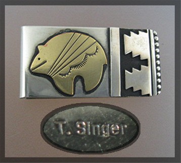 Signed Sterling Silver and Gold Money Clip Pendant