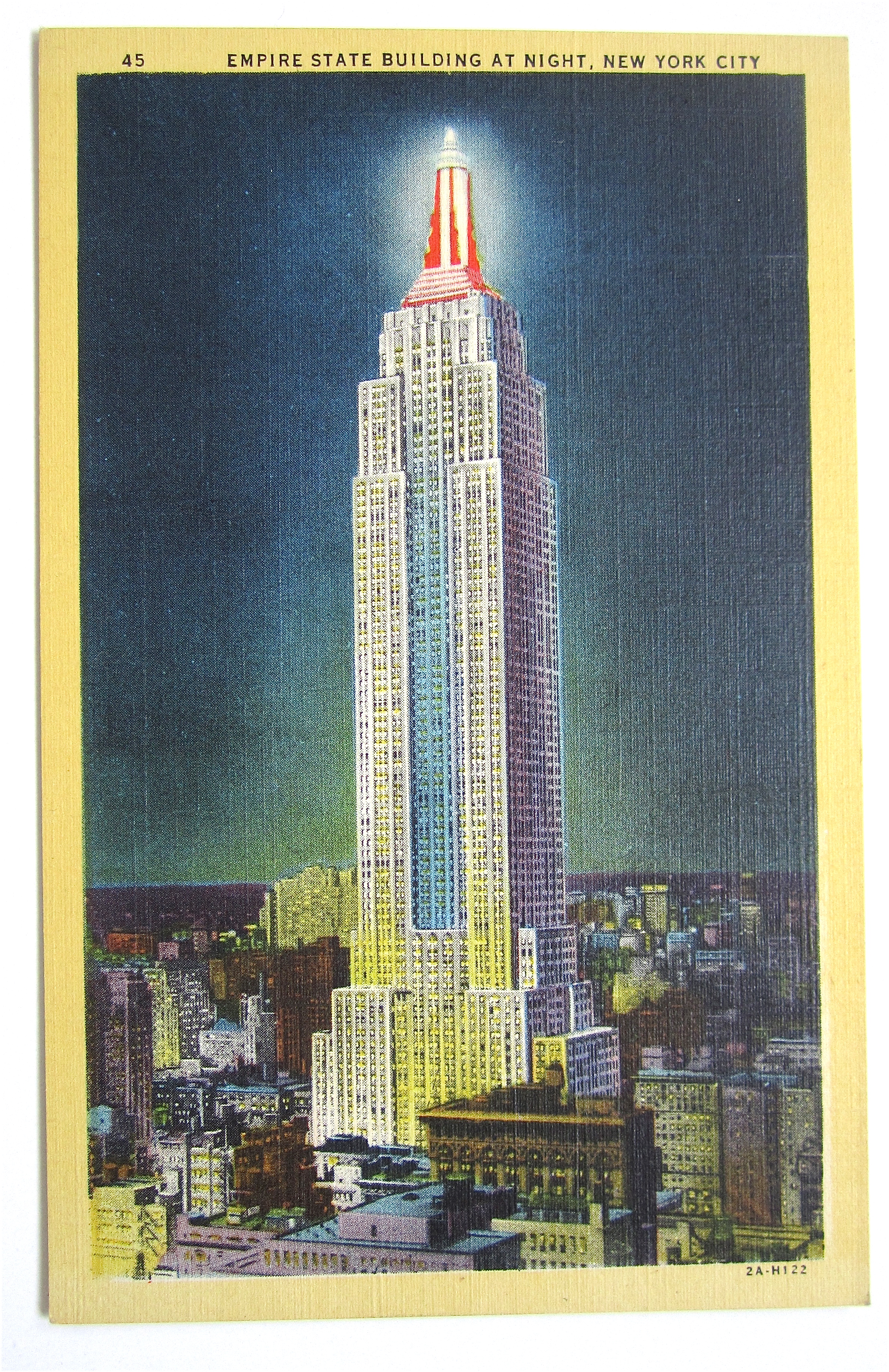 Empire State Building At Night, New York Postcard