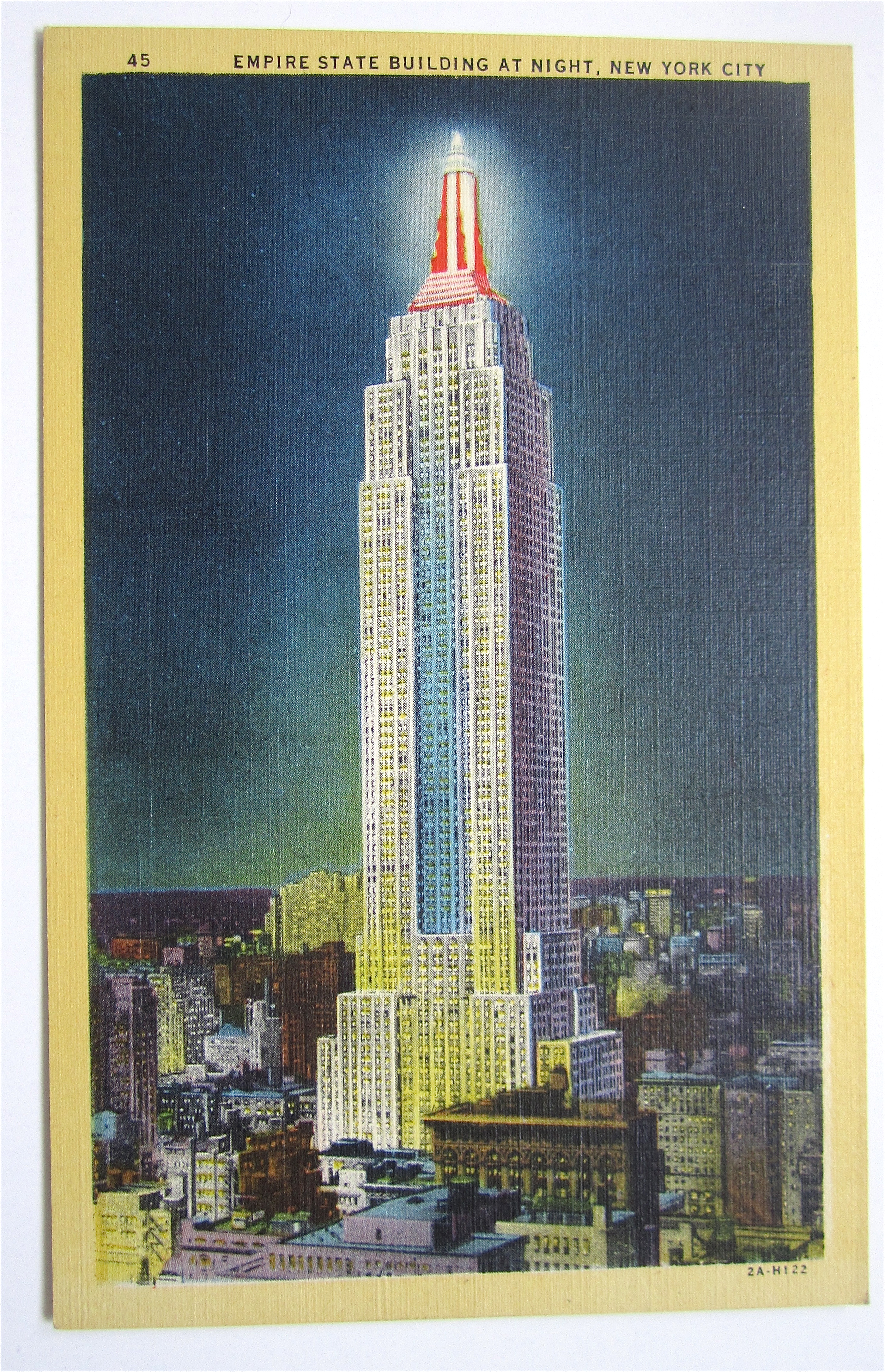 Empire State Building At Night, New York Postcard