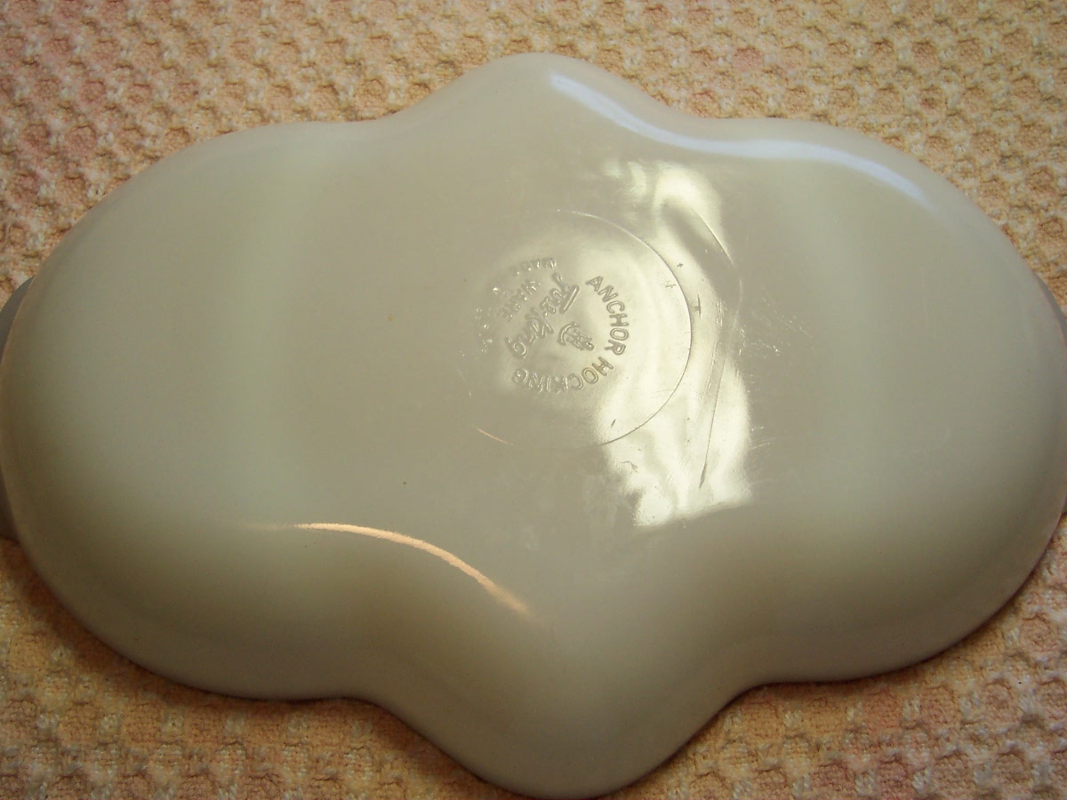 Fire King Divided Dish white with gold trim