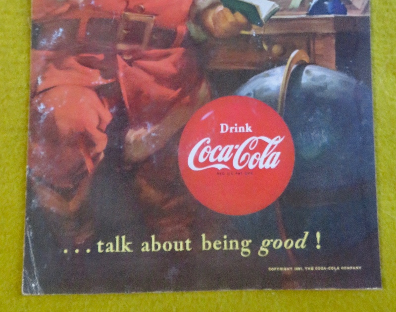 1951 Coca Cola (Coke) with Santa Claus Holding A Bottle Of Coke