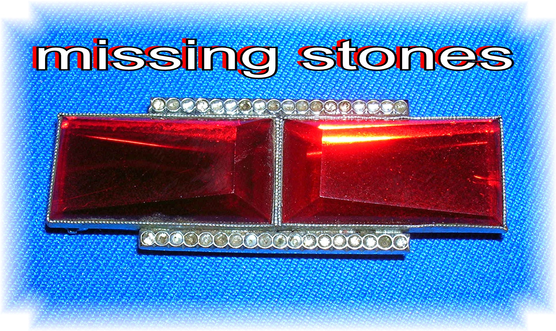 Dress Clip French Red Glass Silvertone Art Deco