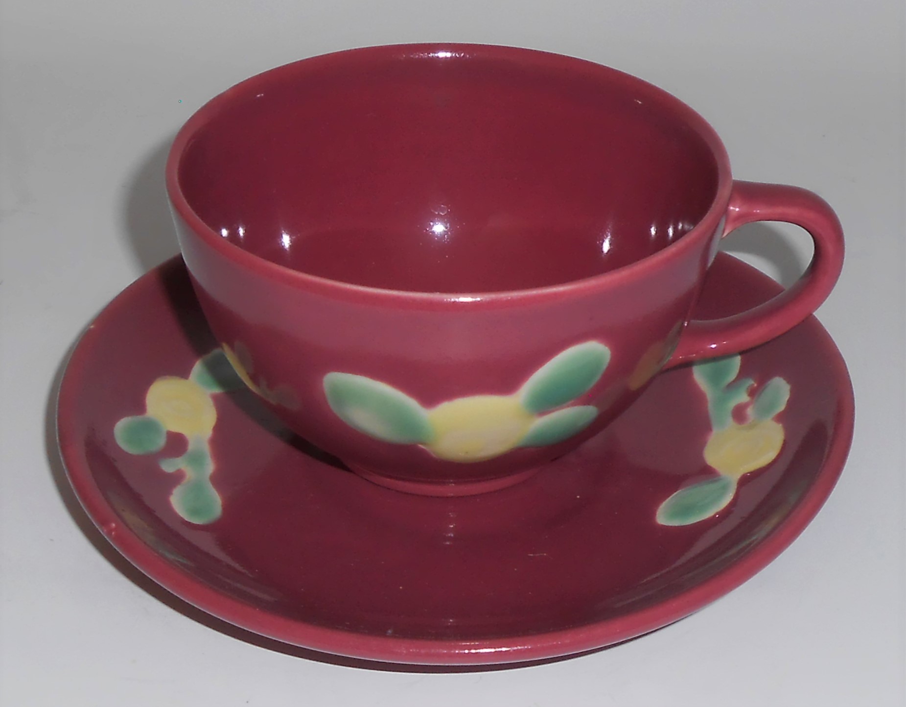 Coors Pottery Rosebud Red Cup - Saucer Set