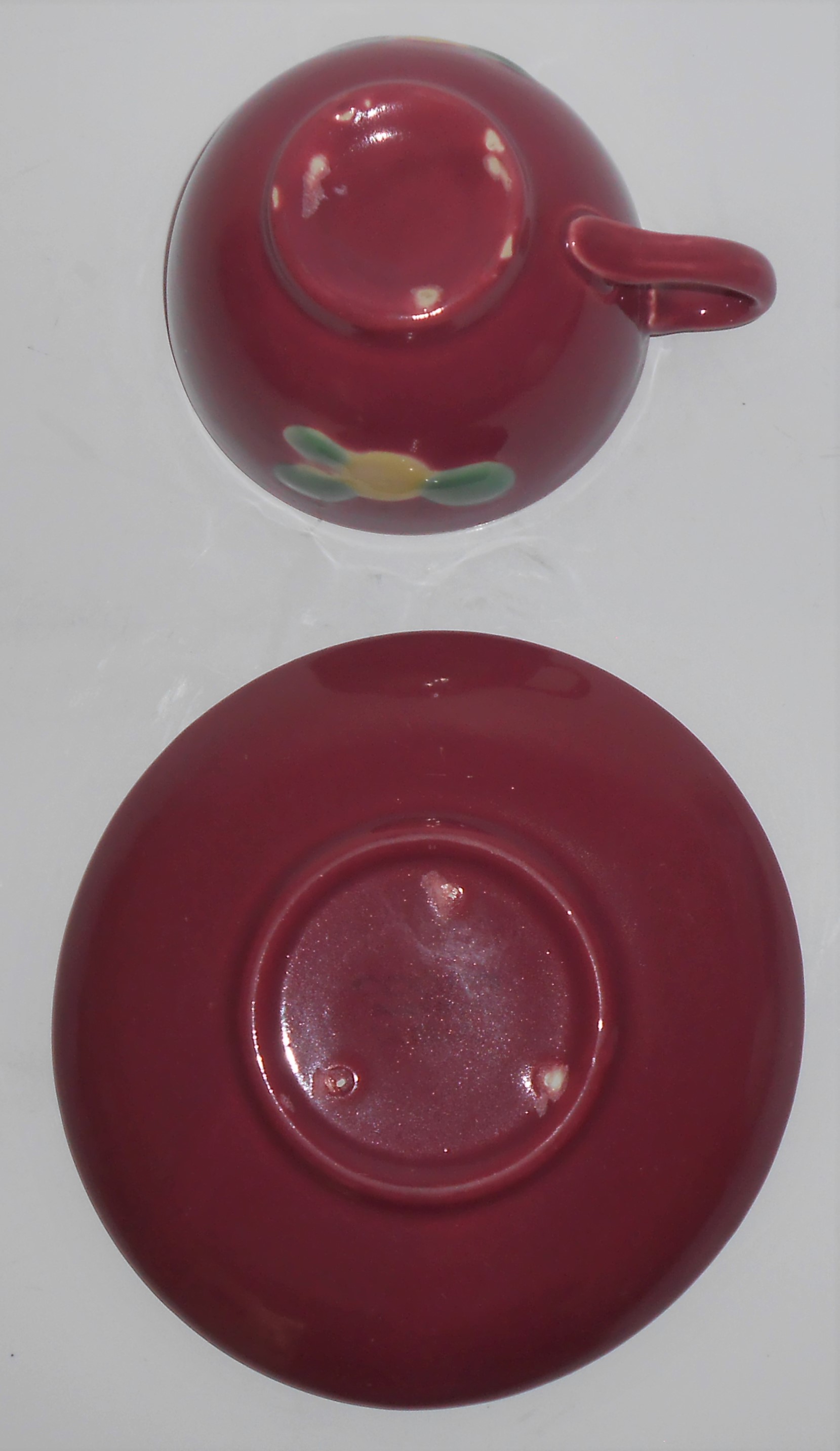 Coors Pottery Rosebud Red Cup - Saucer Set