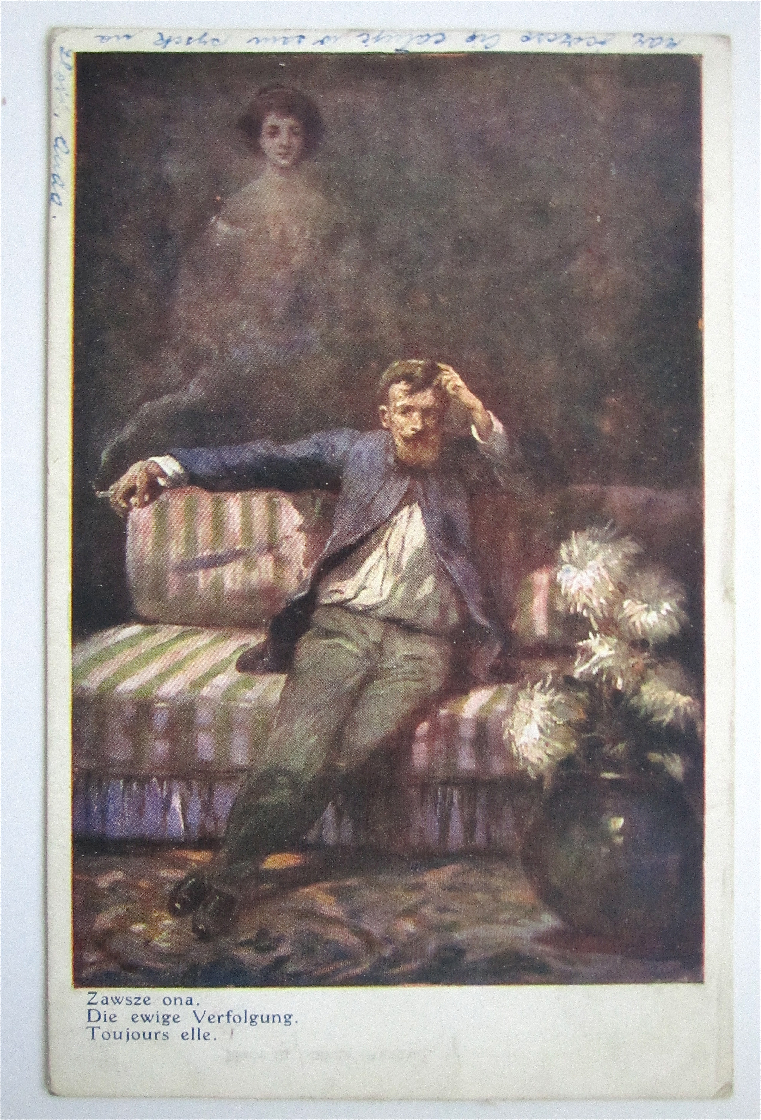 Man Sitting On The Couch Postcard