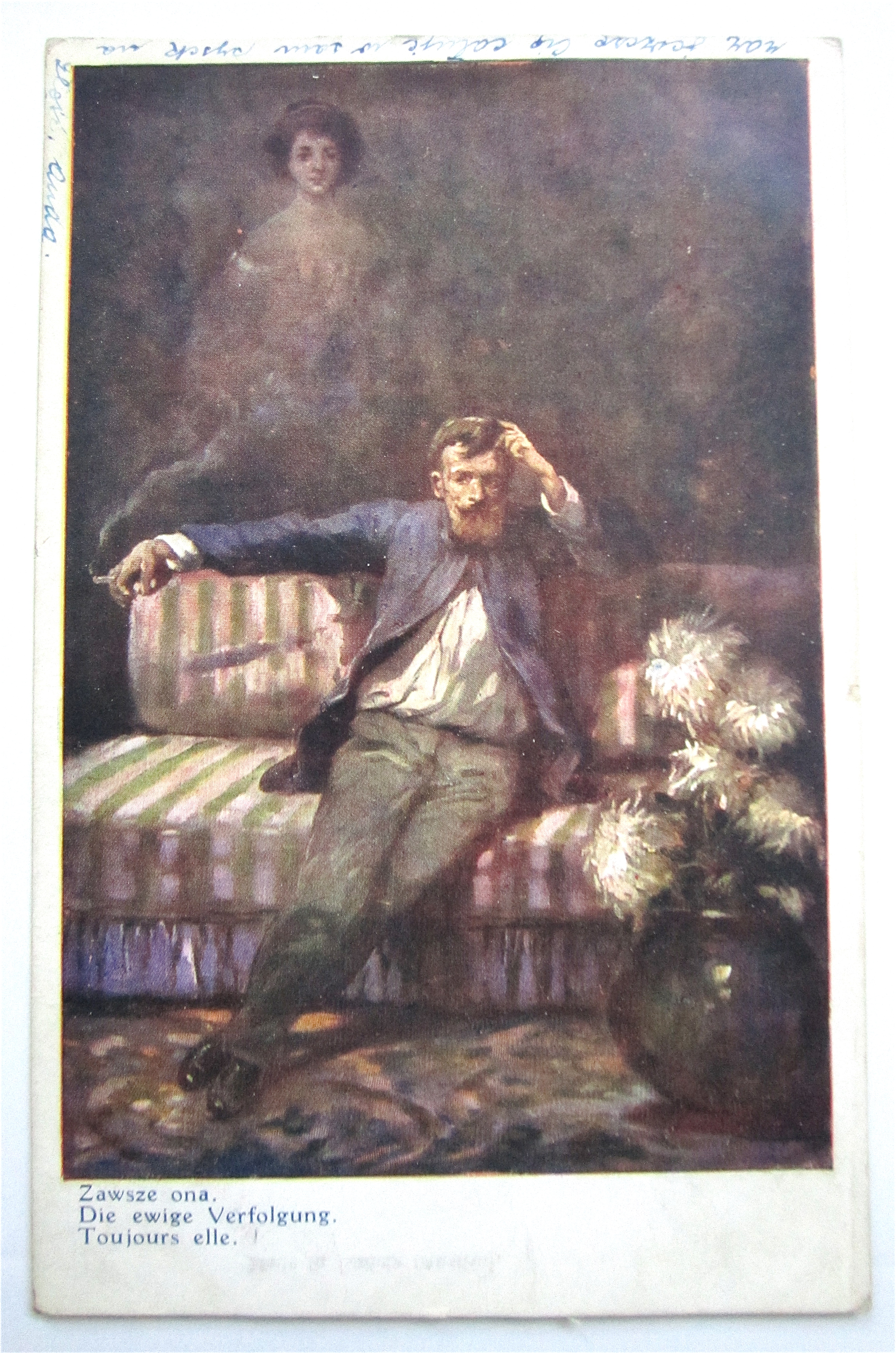 Man Sitting On The Couch Postcard