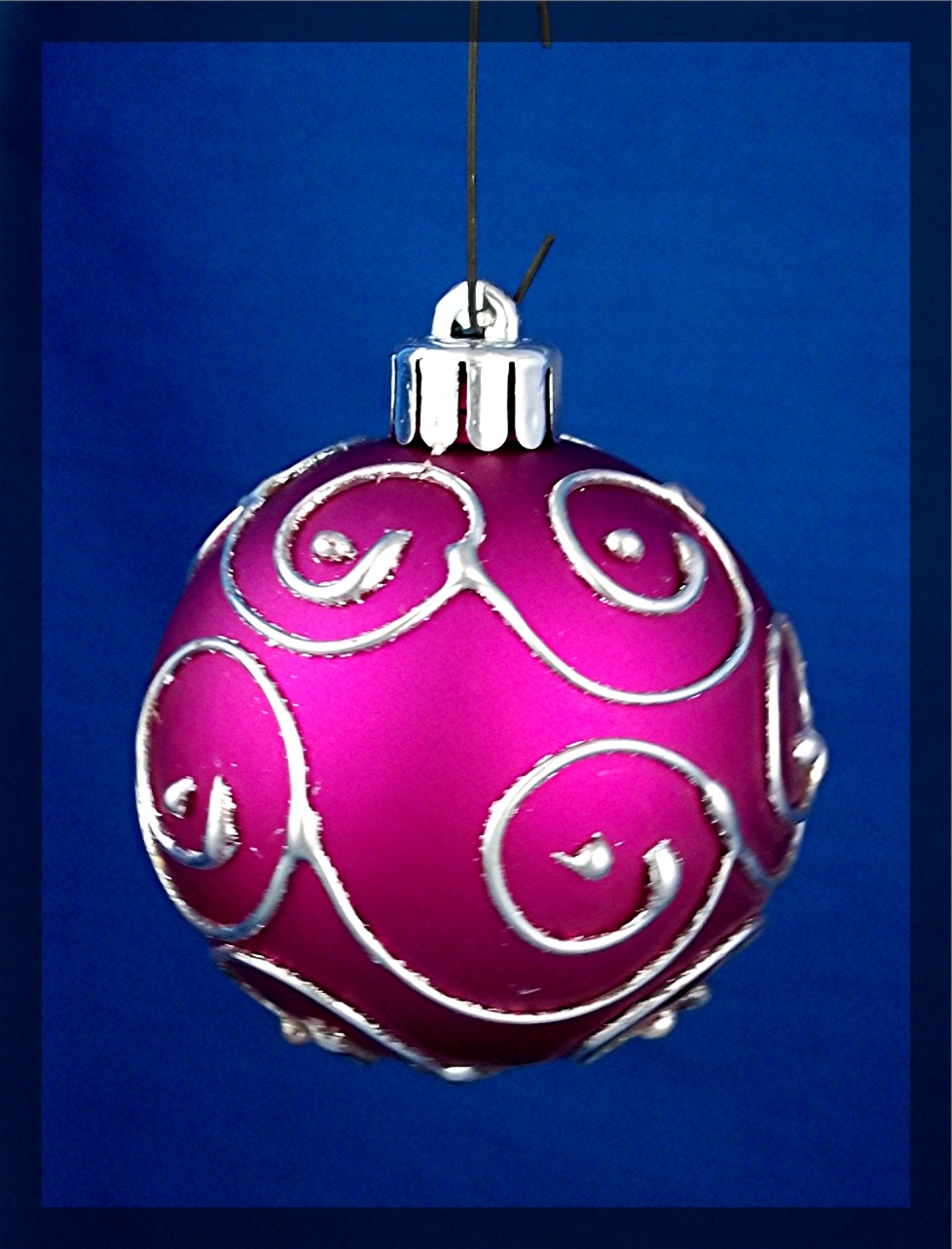 Christmas Tree Ornament, royal purple w/ raised silver