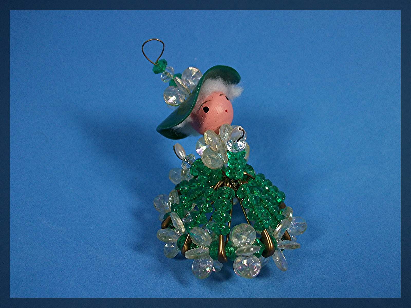 Irish green ornament - hand made - safety pins and bead