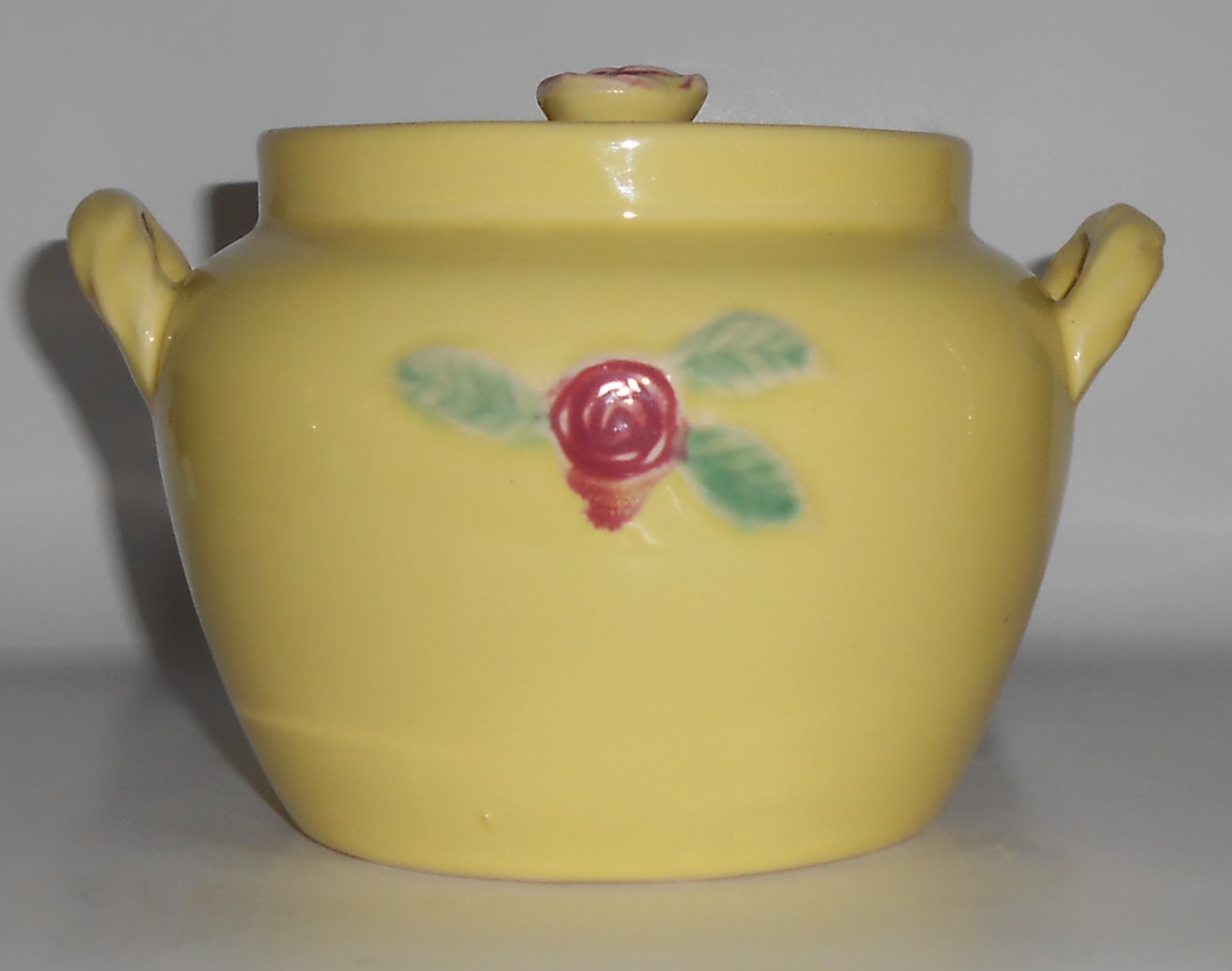 Coors Pottery Rosebud Yellow Utility Jar W/Lid