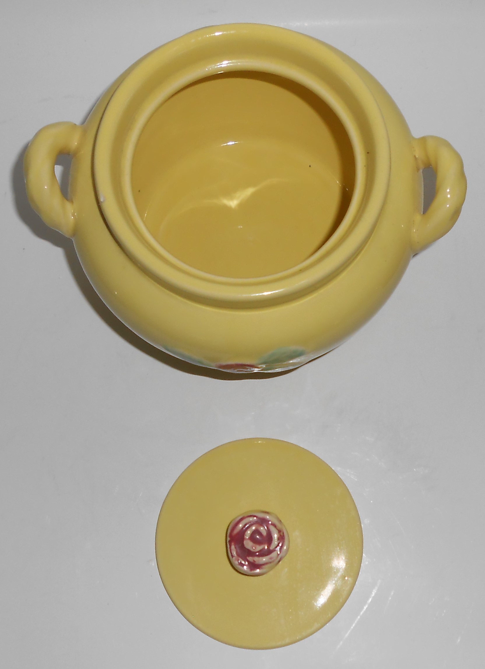 Coors Pottery Rosebud Yellow Utility Jar W/Lid