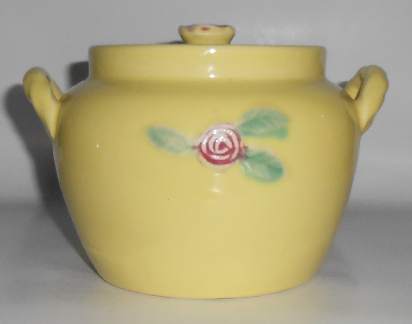 Coors Pottery Rosebud Yellow Utility Jar W/Lid