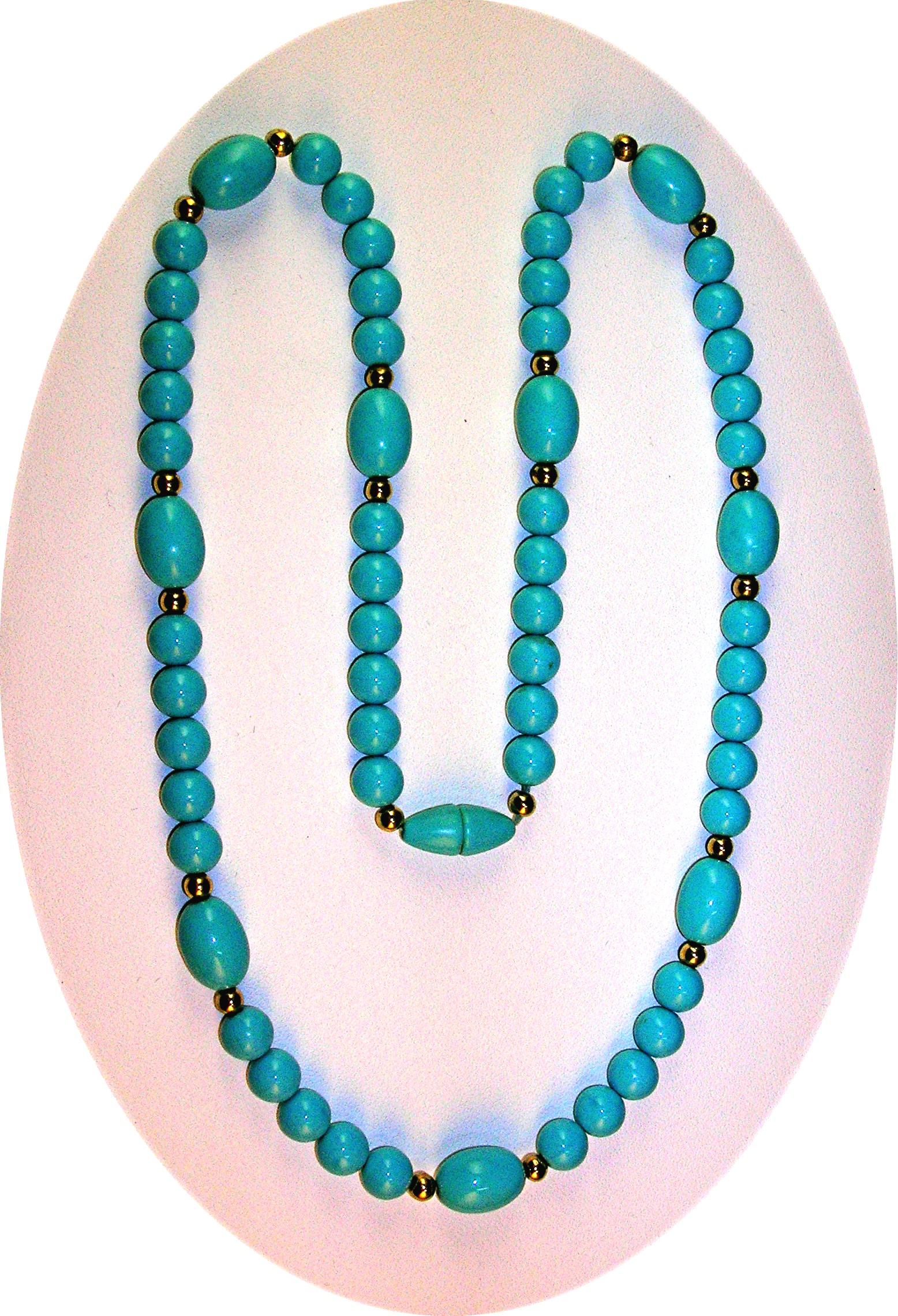Vintage Turquoise Gold and Glass  Necklace