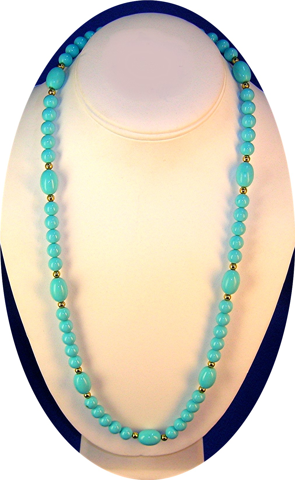 Vintage Turquoise Gold and Glass  Necklace