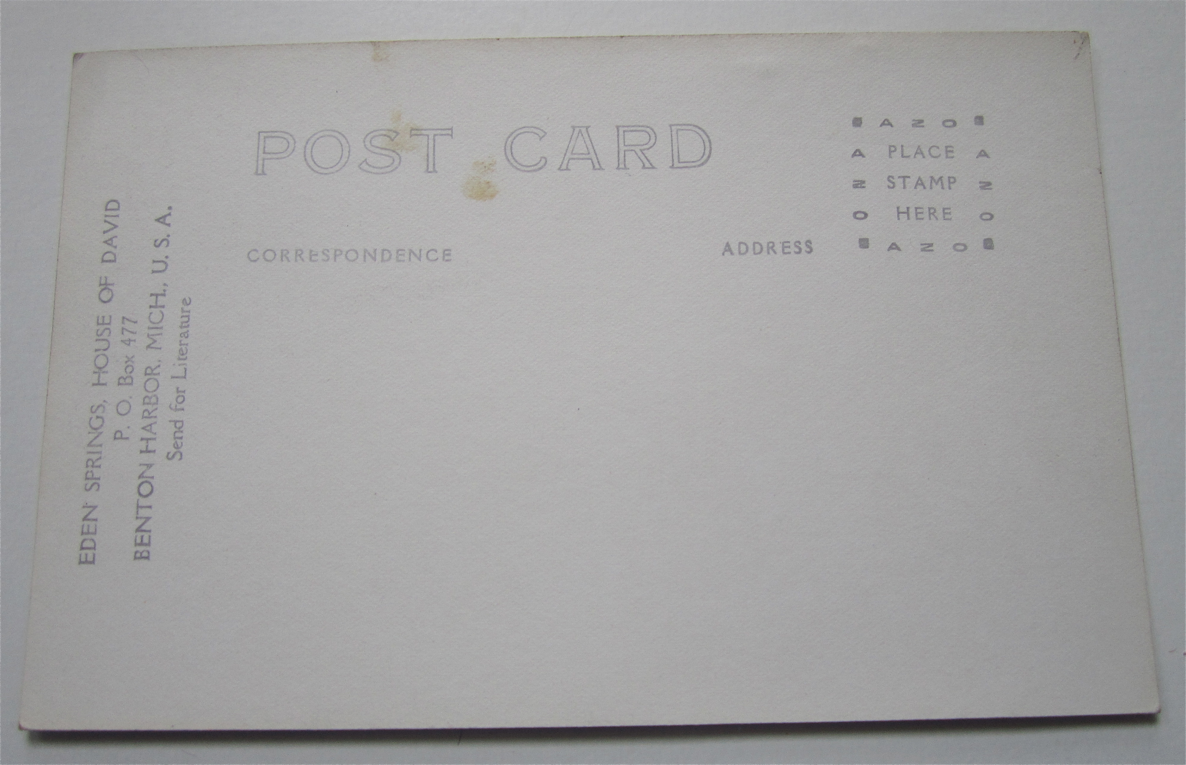 Benjamin, Founder Of The House Of David Postcard