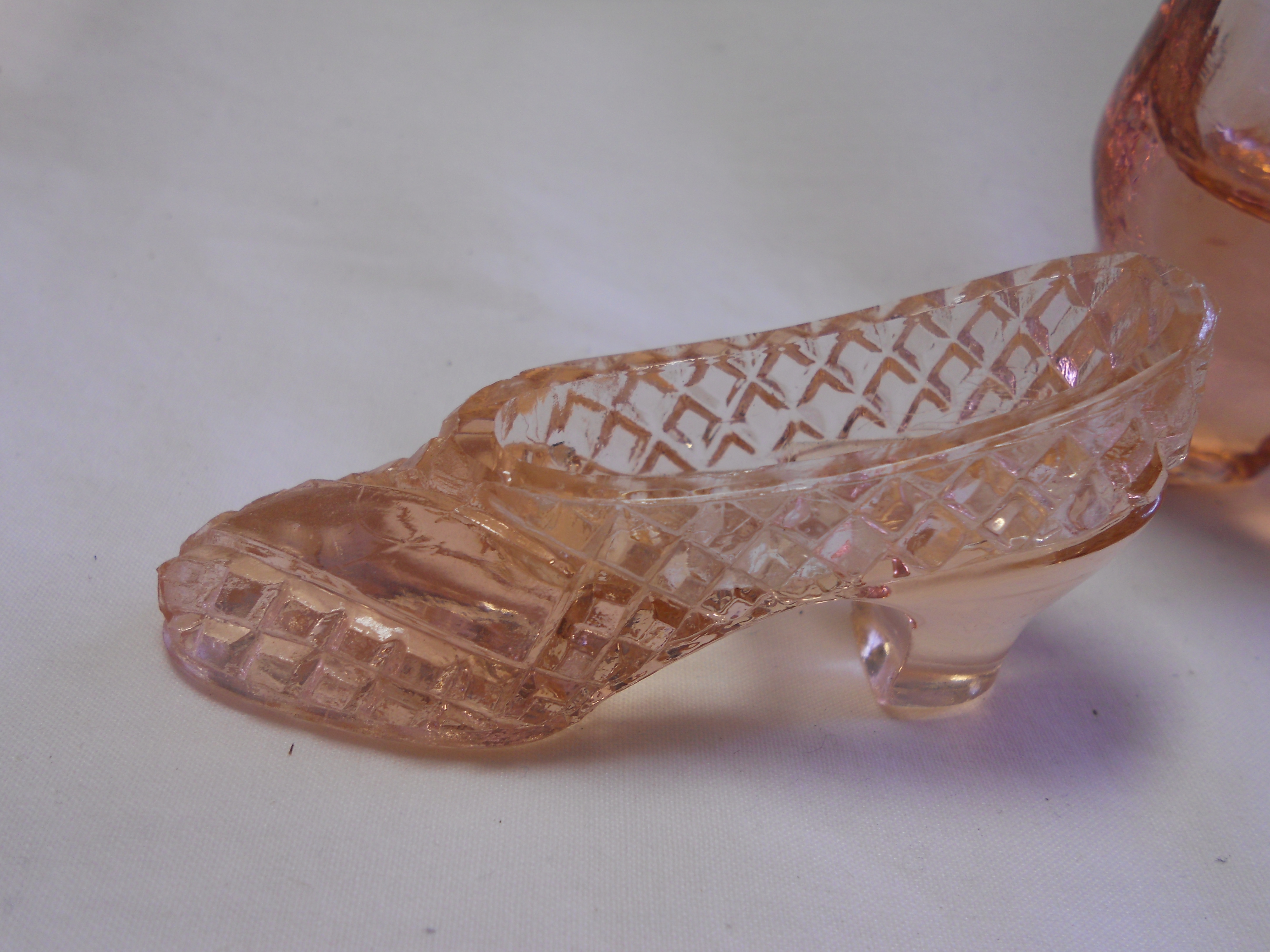 Pink Depression Glass Slipper shoe two shoes