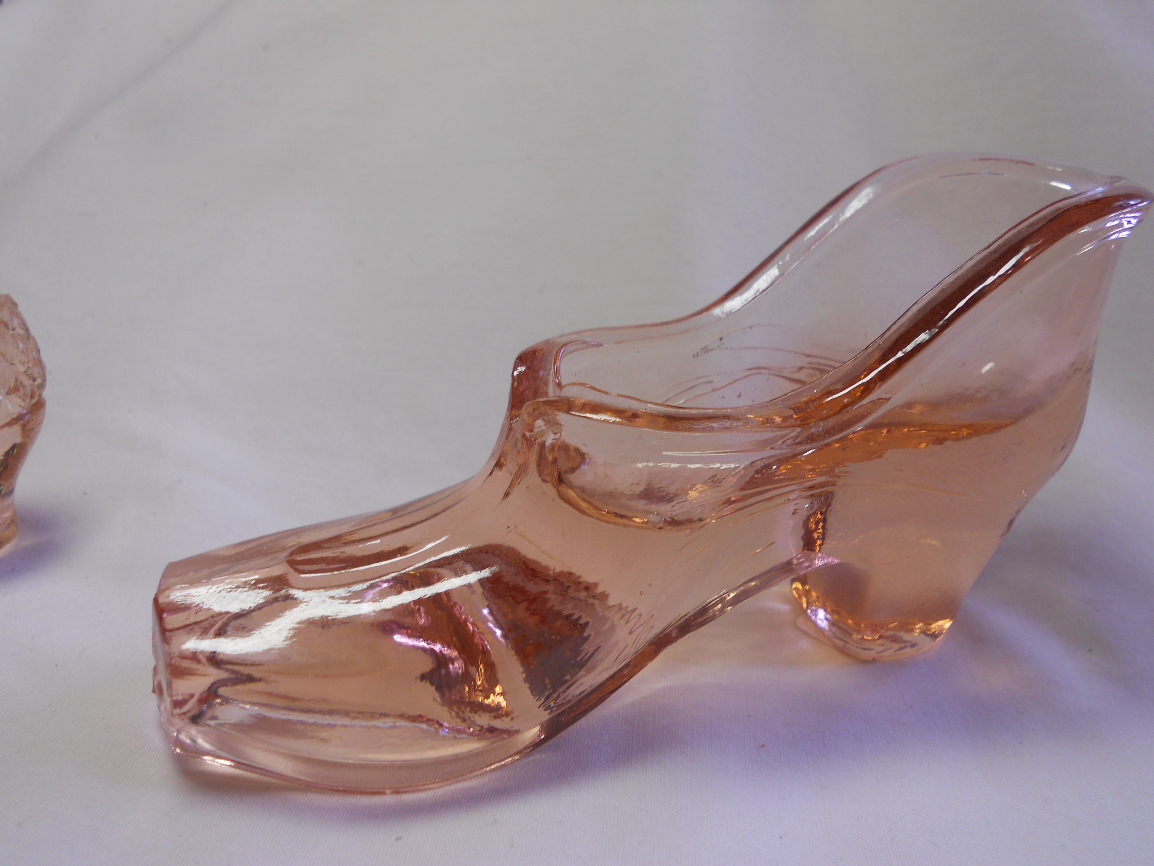 Pink Depression Glass Slipper shoe two shoes