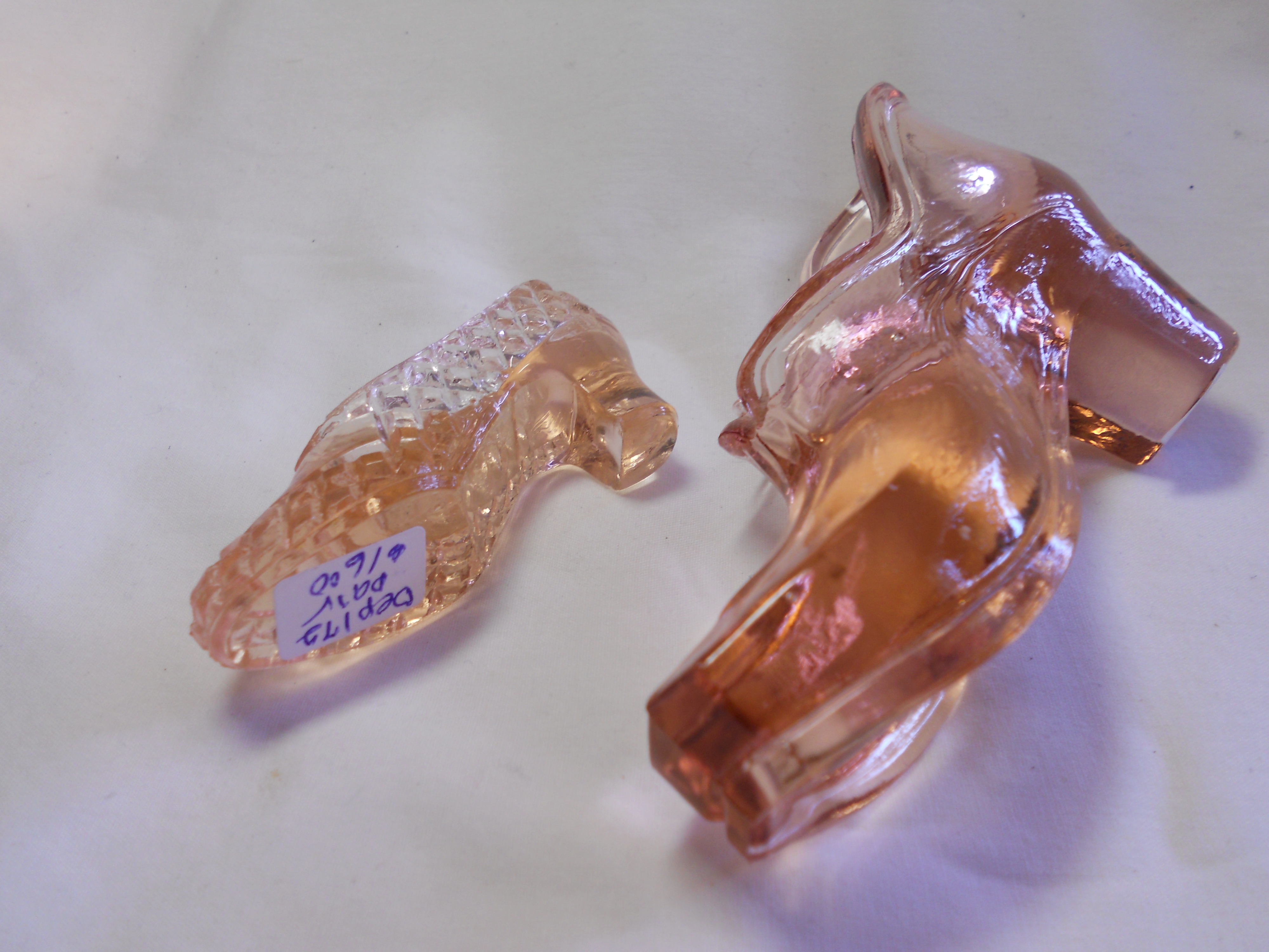 Pink Depression Glass Slipper shoe two shoes