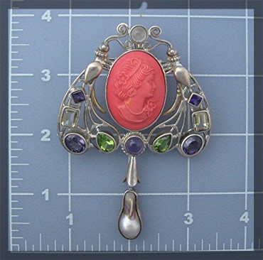 Coral Amethyst peridot Citrine Pearl Sterling Silver Pi